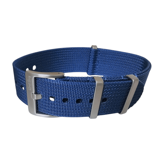 Ribbed Upgraded Nylon Military Watch Strap 1.4mm Thick 20mm 22mm Royal Blue - Wrist Envy