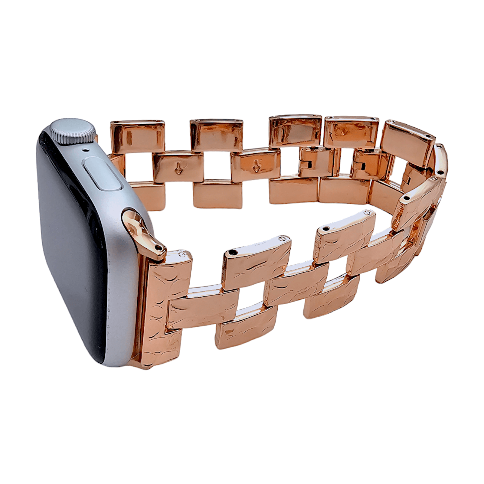 Rose Gold Crushed metal bracelet for Apple Watch Wrist Envy