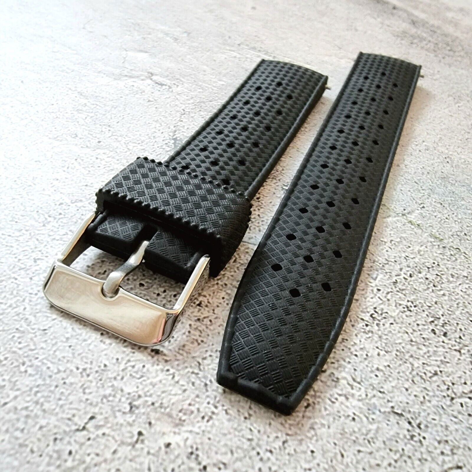 Rubber Divers Watch Strap Tropical Retro Quick Release 20mm 22mm - Wrist Envy