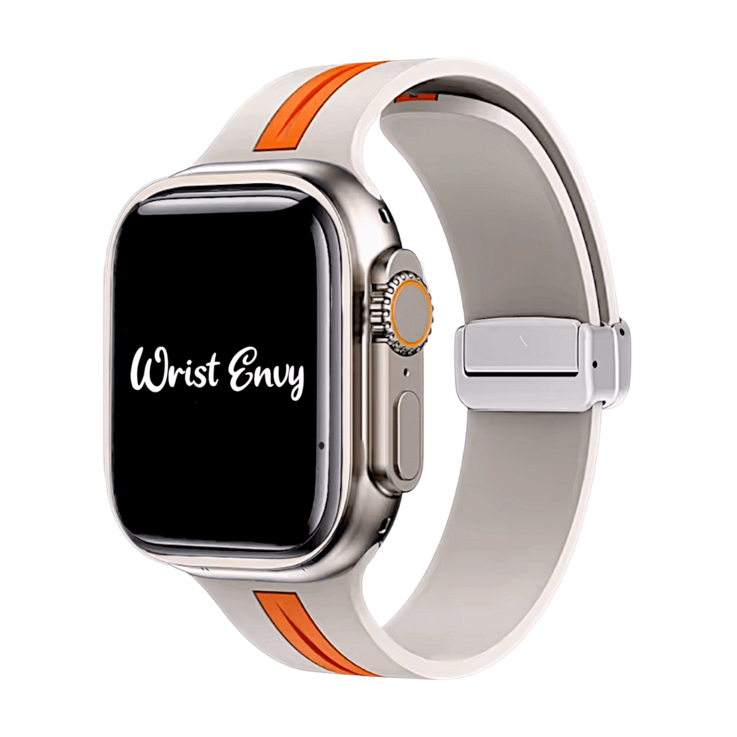 Rubber Watch Strap For Apple Watch Starlight Orange - Wrist Envy