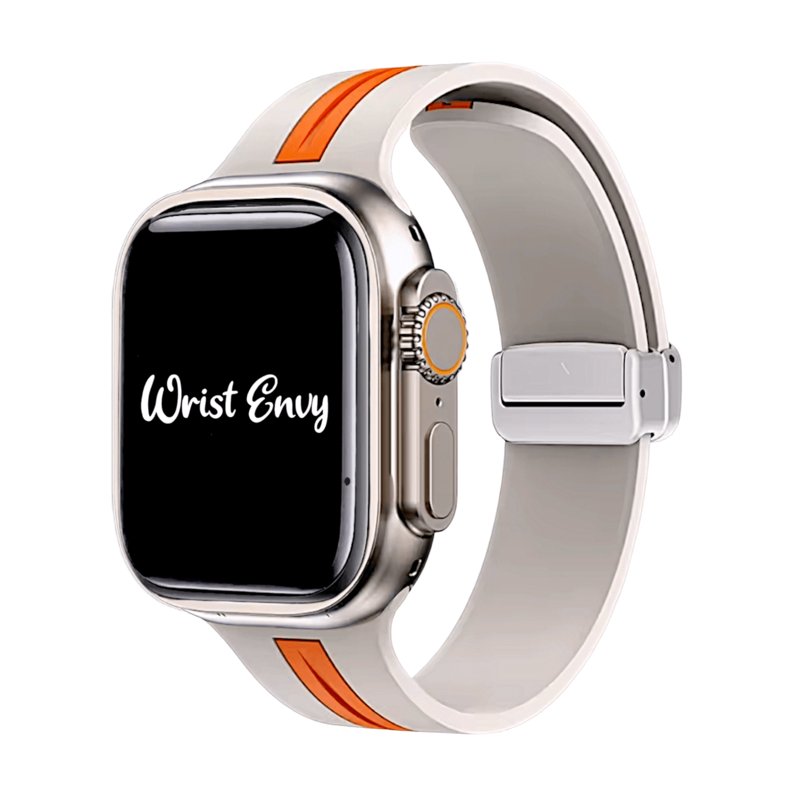 Rubber Watch Strap For Apple Watch Starlight Orange - Wrist Envy