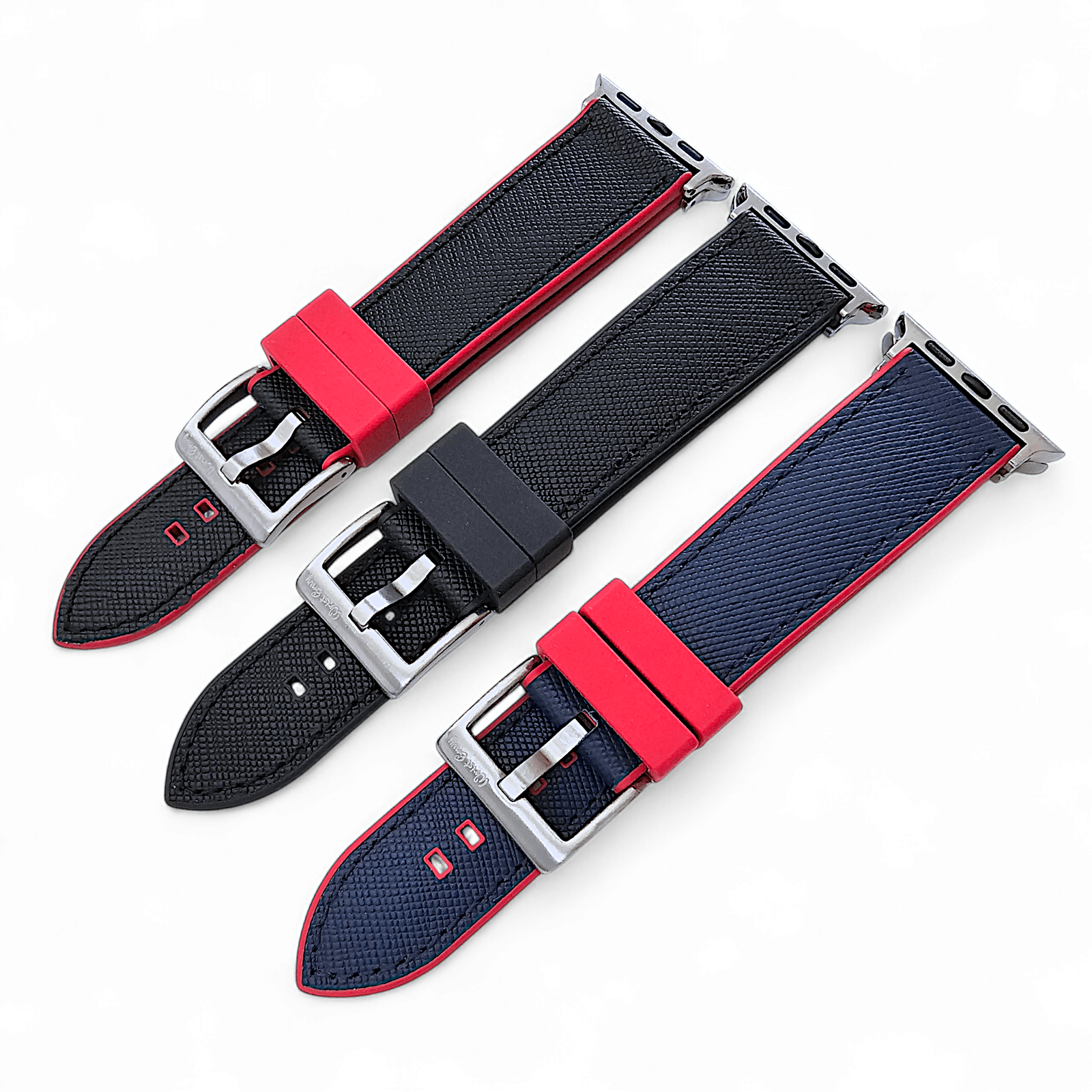 Saffiano Leather & FKM Rubber Watch Strap For Apple IWatch - Wrist Envy