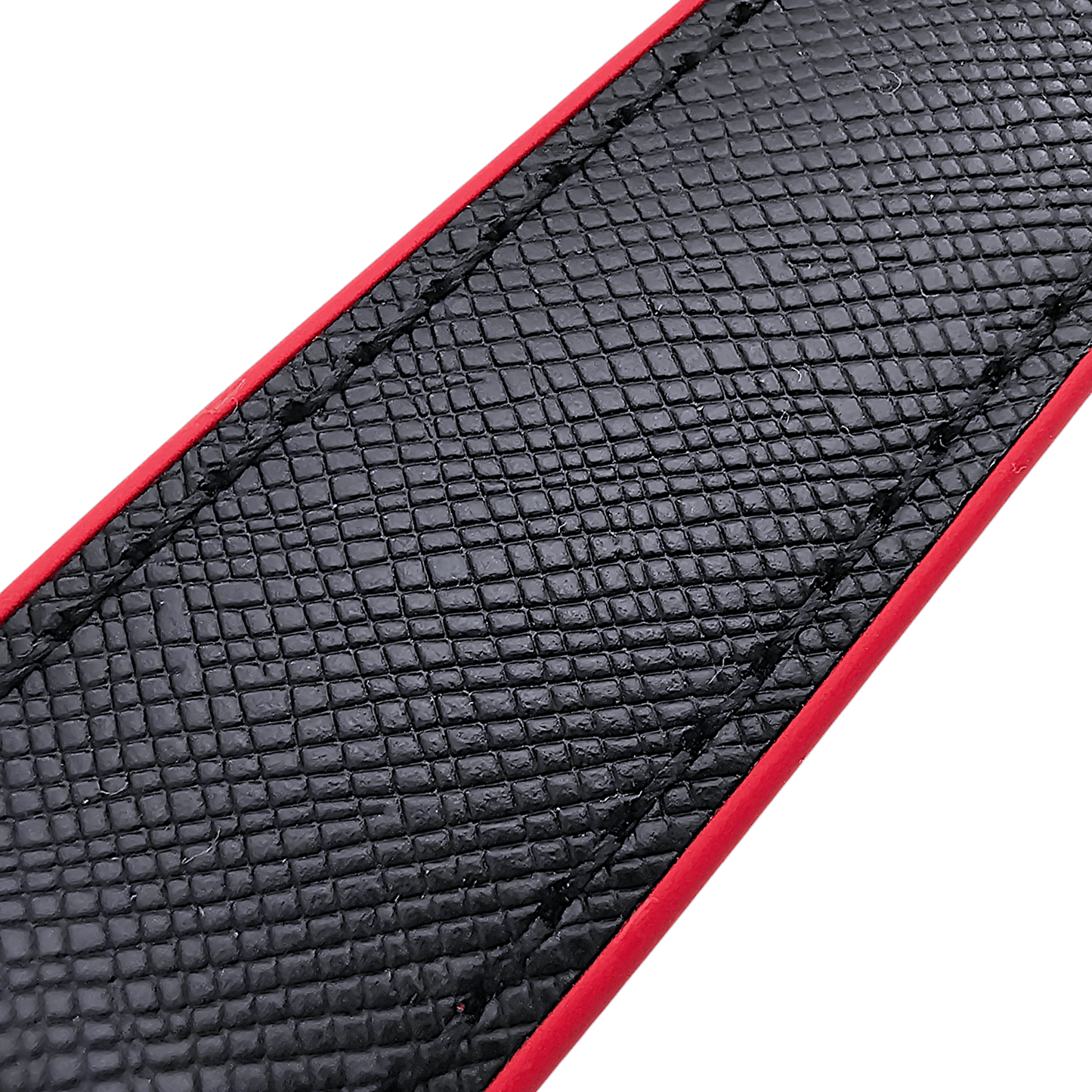 Saffiano Leather & FKM Rubber Watch Strap For Apple IWatch Black Red - Wrist Envy