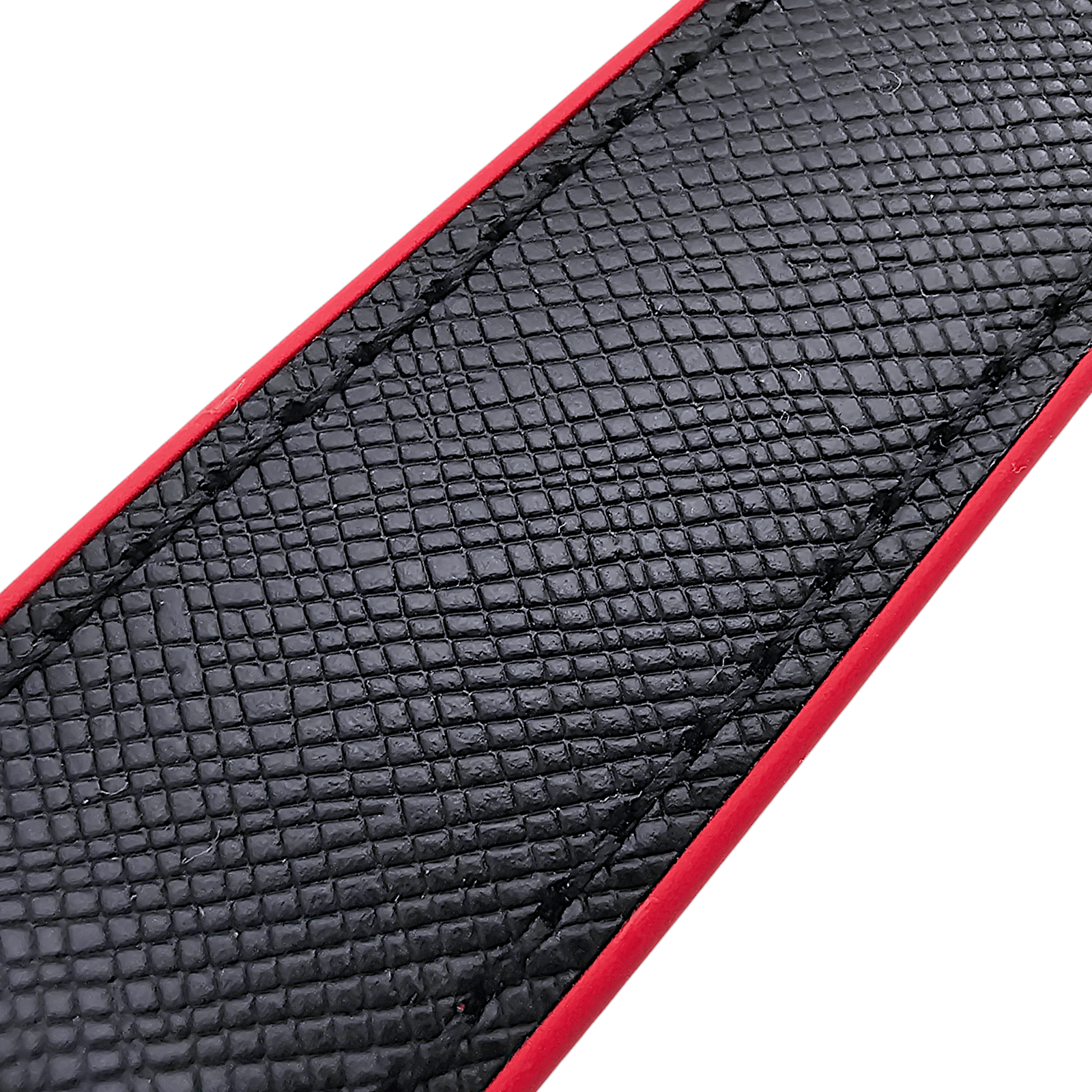 Saffiano Leather & FKM Rubber Watch Strap For Apple IWatch Black Red - Wrist Envy