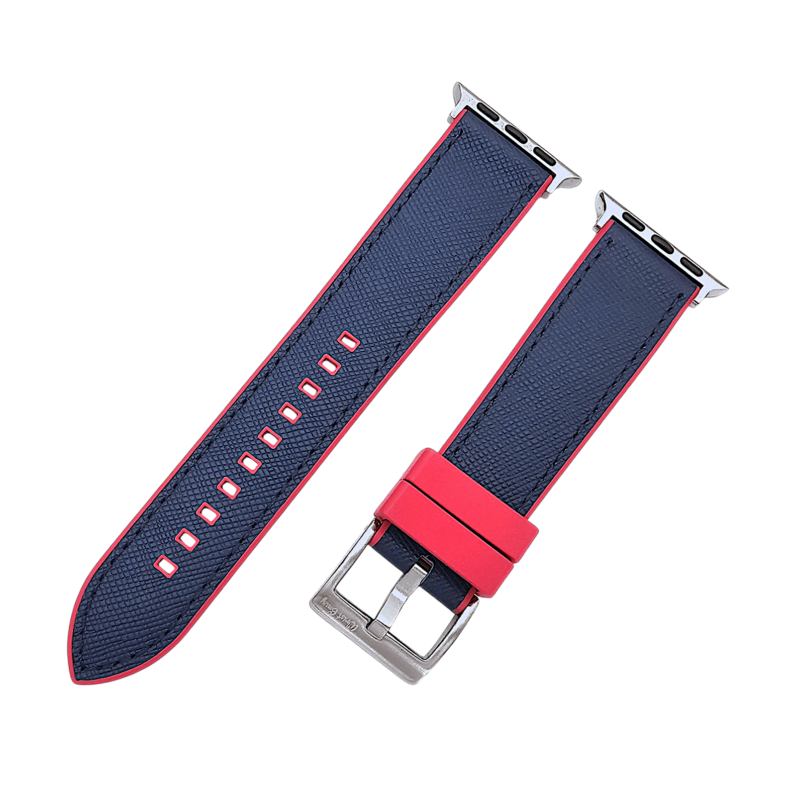 Saffiano Leather & FKM Rubber Watch Strap For Apple IWatch Red Blue - Wrist Envy