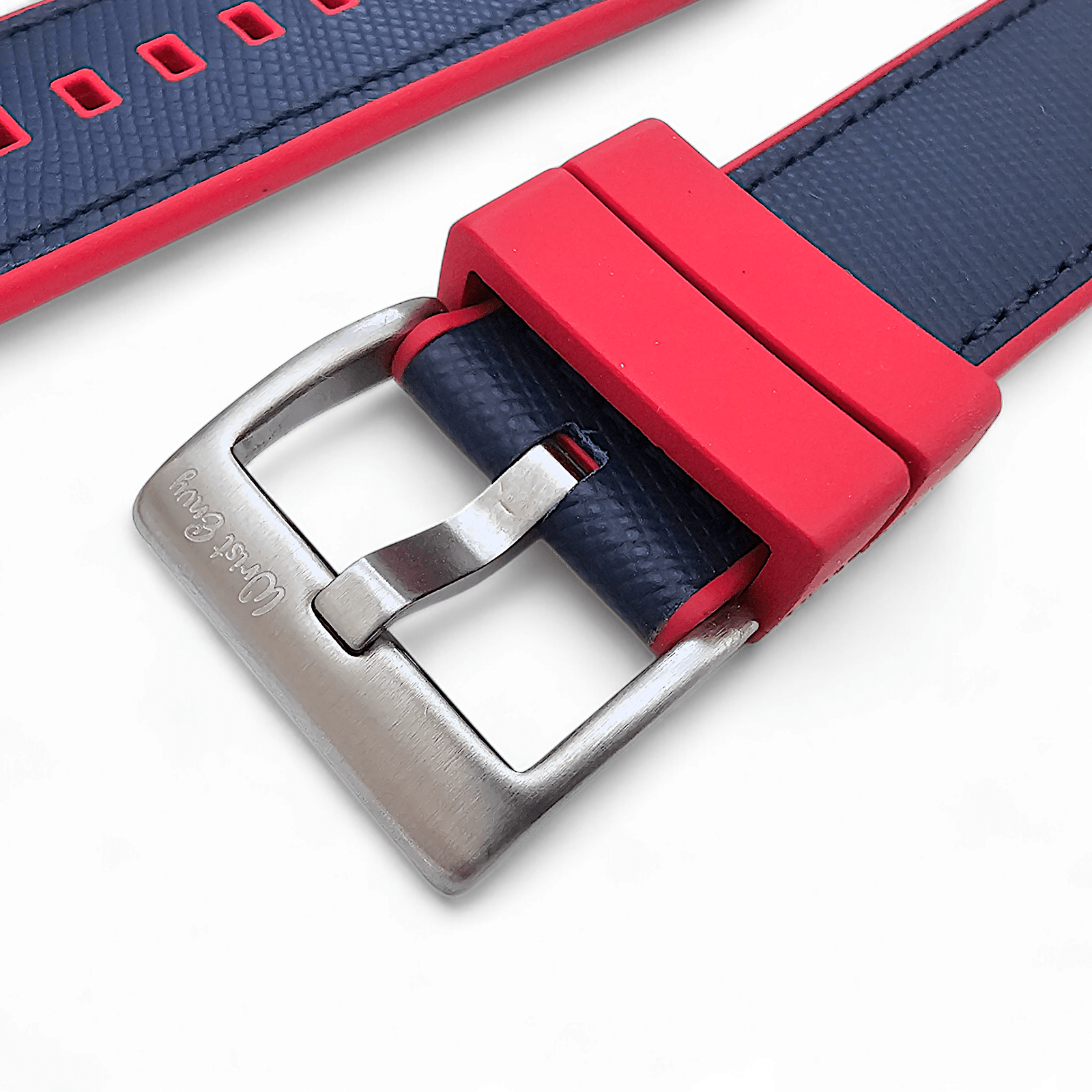 Saffiano Leather & FKM Rubber Watch Strap For Apple IWatch Red Blue - Wrist Envy