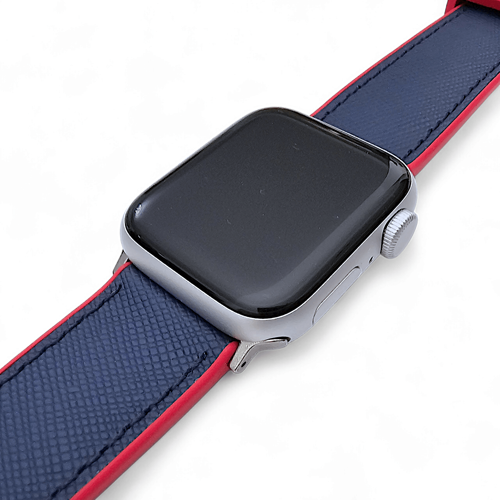 Saffiano Leather & FKM Rubber Watch Strap For Apple IWatch Red Blue - Wrist Envy