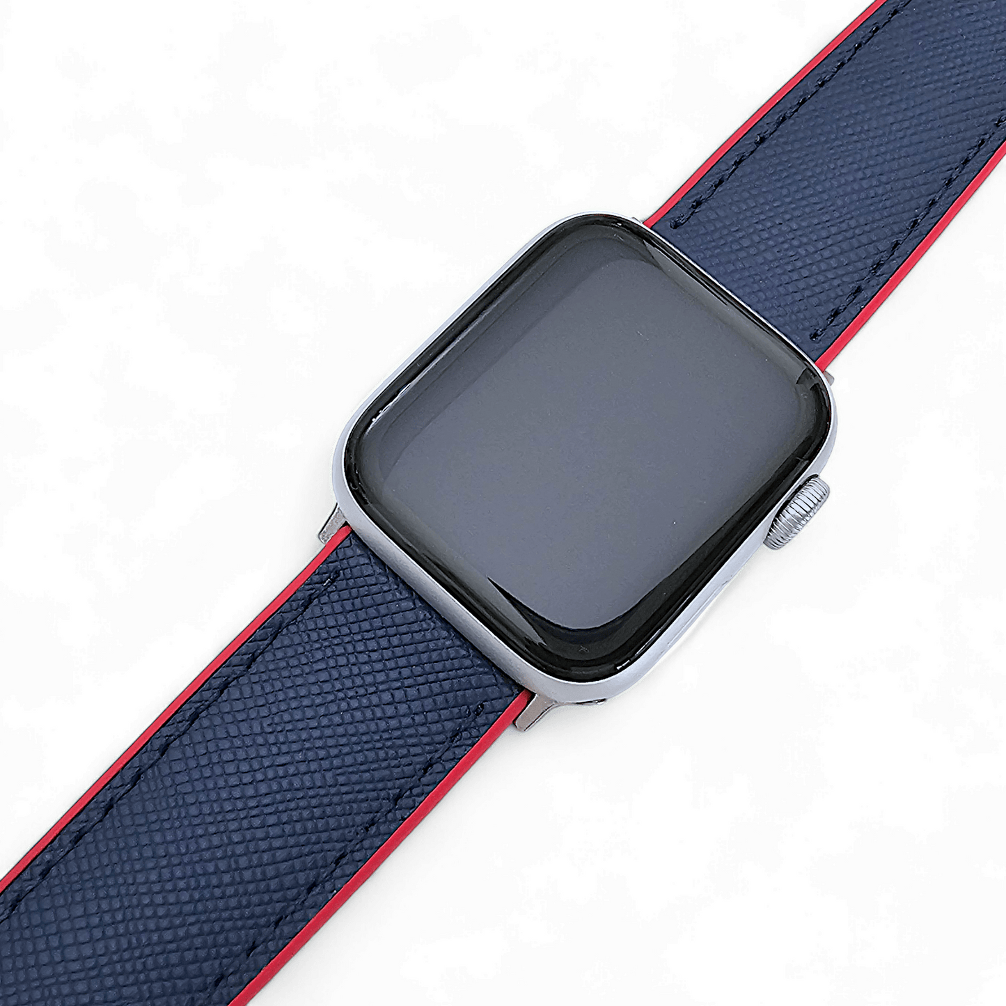 Saffiano Leather & FKM Rubber Watch Strap For Apple IWatch Red Blue - Wrist Envy