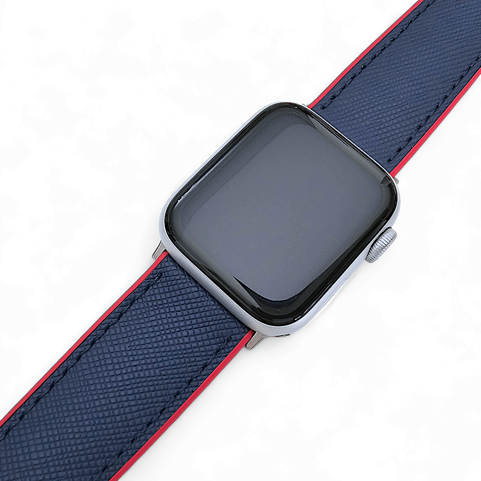Saffiano Leather & FKM Rubber Watch Strap For Apple IWatch Red Blue - Wrist Envy