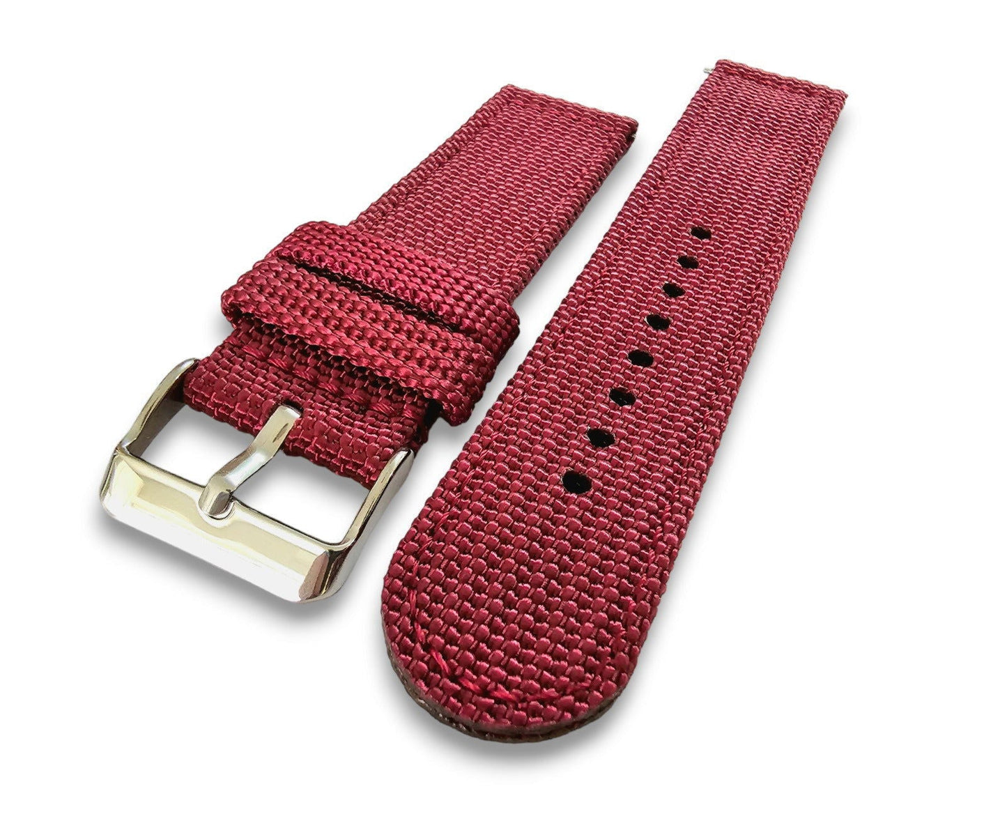 Sailcloth Canvas Watch Strap 18mm 20mm 22mm 24mm Khaki Green Red Blue Black - Wrist Envy