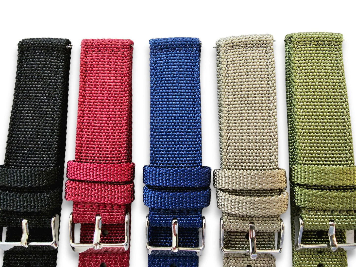 Sailcloth Canvas Watch Strap 18mm 20mm 22mm 24mm Khaki Green Red Blue Black - Wrist Envy