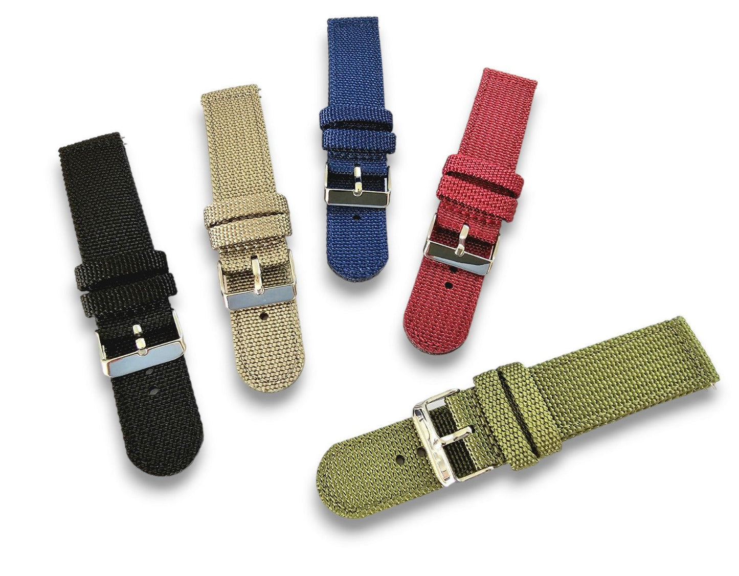 Sailcloth Canvas Watch Strap 18mm 20mm 22mm 24mm Khaki Green Red Blue Black - Wrist Envy