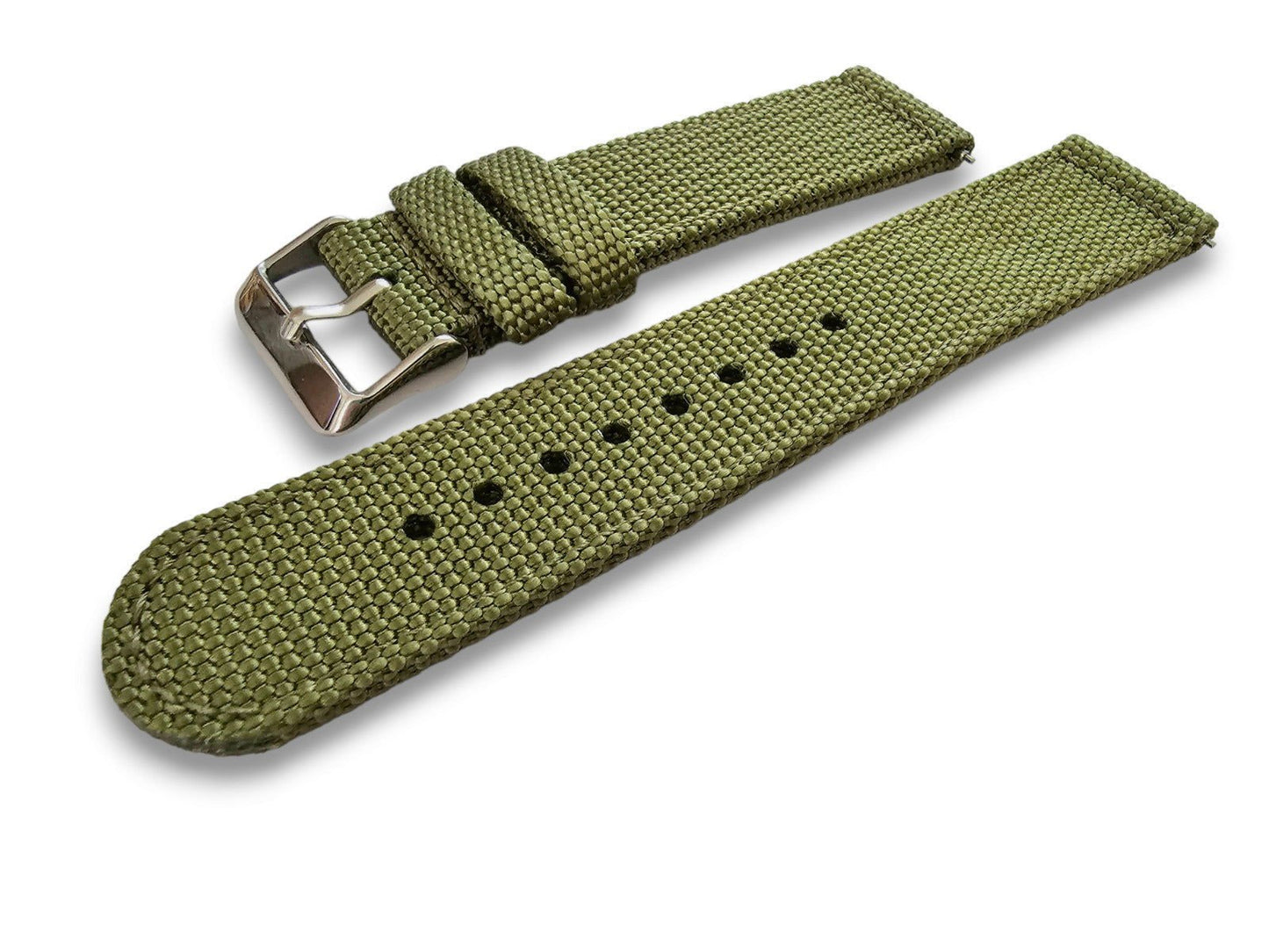 Sailcloth Canvas Watch Strap 18mm 20mm 22mm 24mm Khaki Green Red Blue Black - Wrist Envy