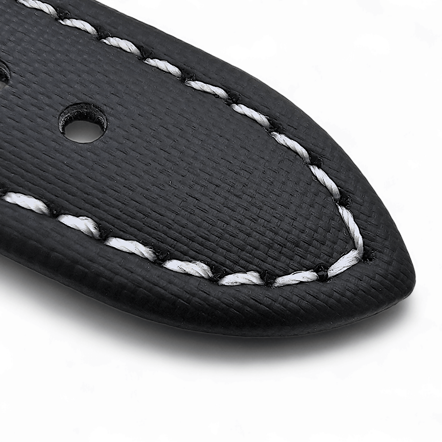 Sailcloth Watch Strap 20mm 22mm Black White Stitching - Wrist Envy