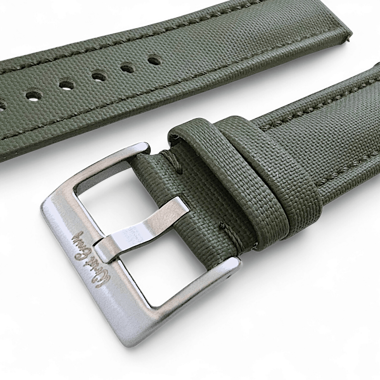 Sailcloth Watch Strap 20mm 22mm Olive Green - Wrist Envy