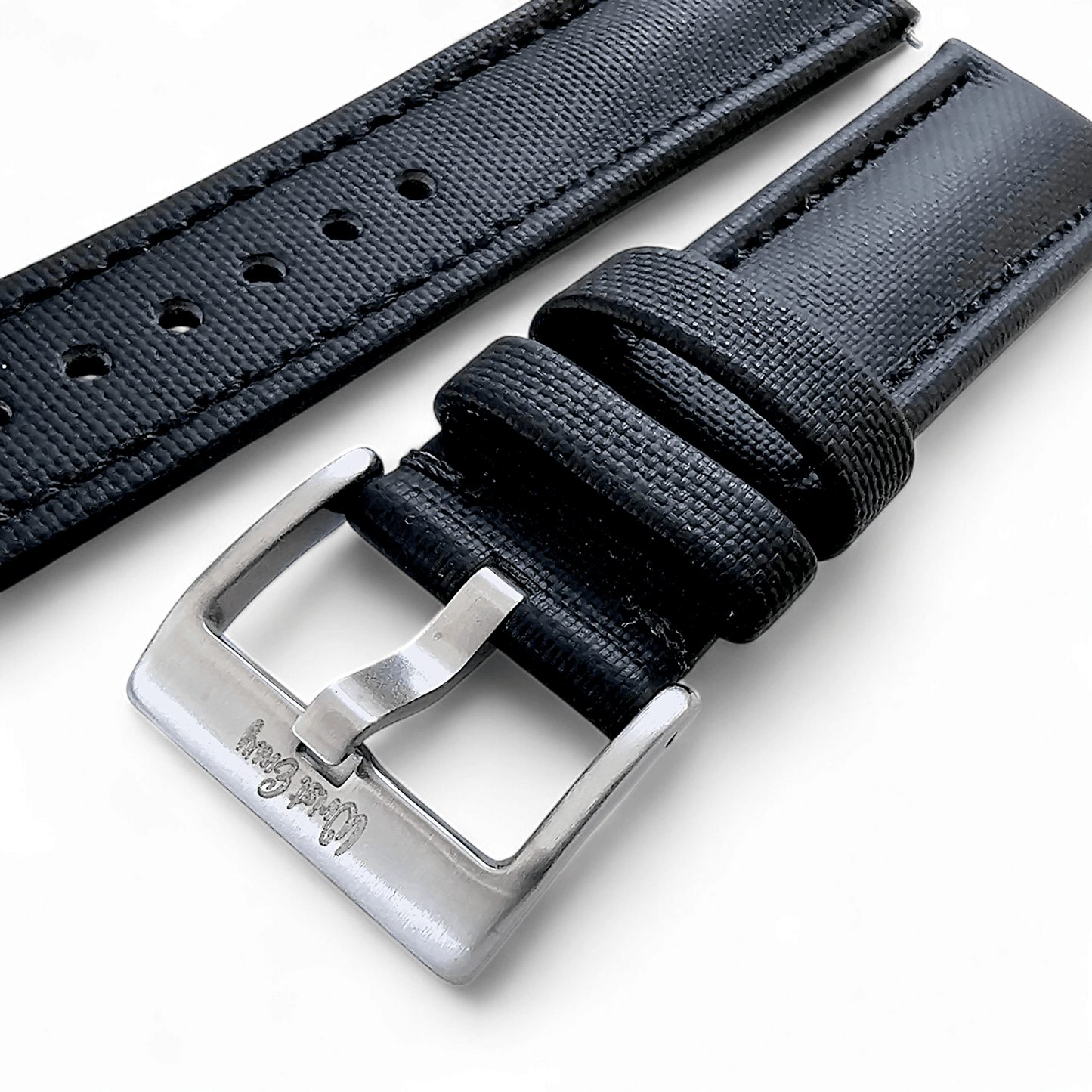 Sailcloth Watch Strap Band 20mm 22mm Black - Wrist Envy