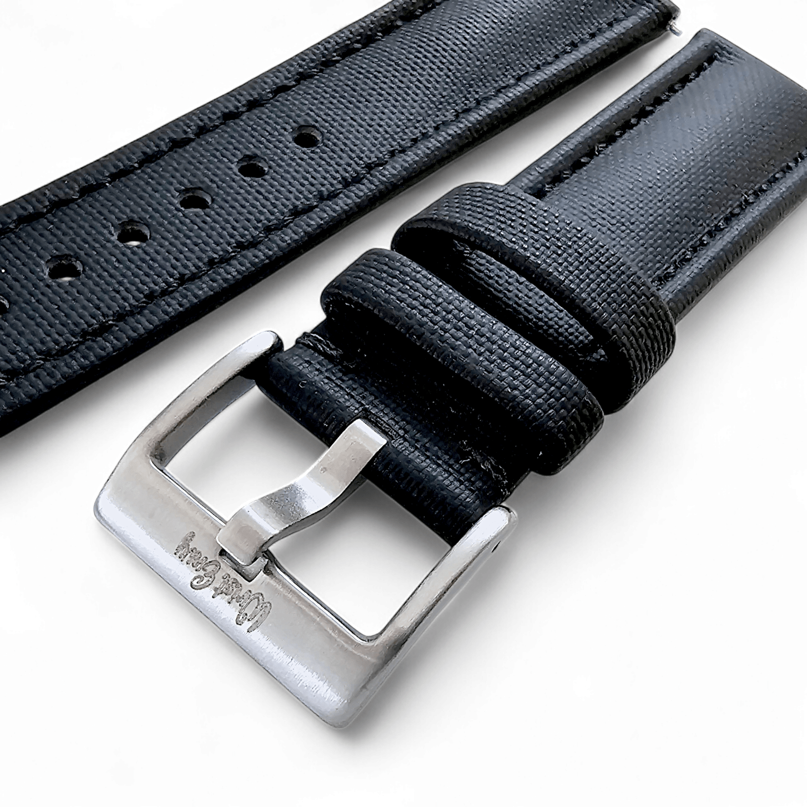 Sailcloth Watch Strap Band 20mm 22mm Black - Wrist Envy