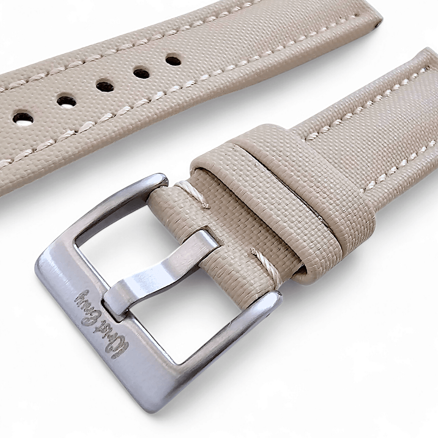 Sailcloth Watch Strap Band Two Piece 20mm 22mm Beige - Wrist Envy