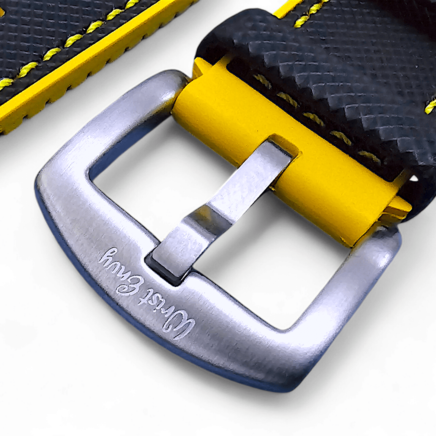 Sailcloth Watch Strap FKM Rubber Black Yellow 20mm 21mm 22mm - Wrist Envy