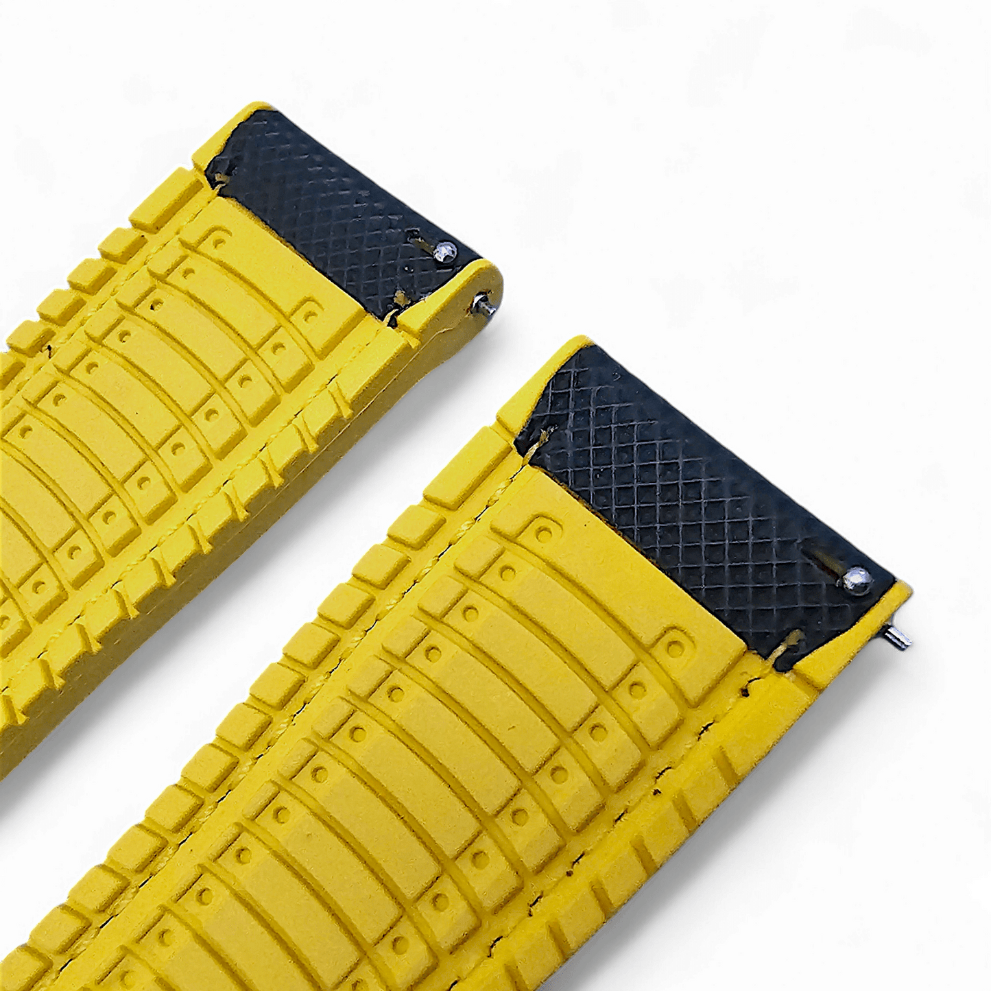 Sailcloth Watch Strap FKM Rubber Black Yellow 20mm 21mm 22mm - Wrist Envy