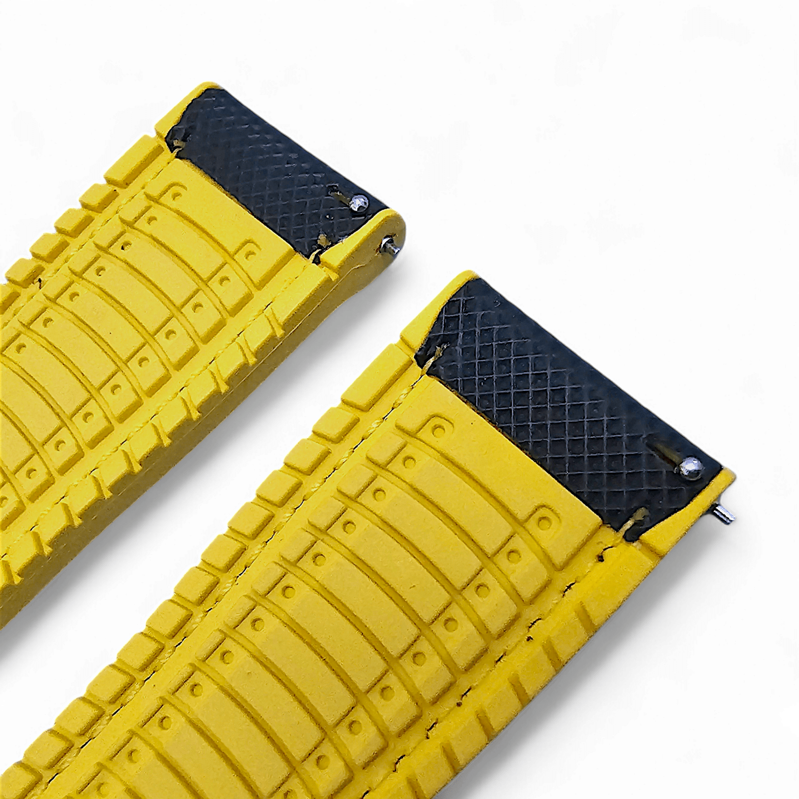 Sailcloth Watch Strap FKM Rubber Black Yellow 20mm 21mm 22mm - Wrist Envy
