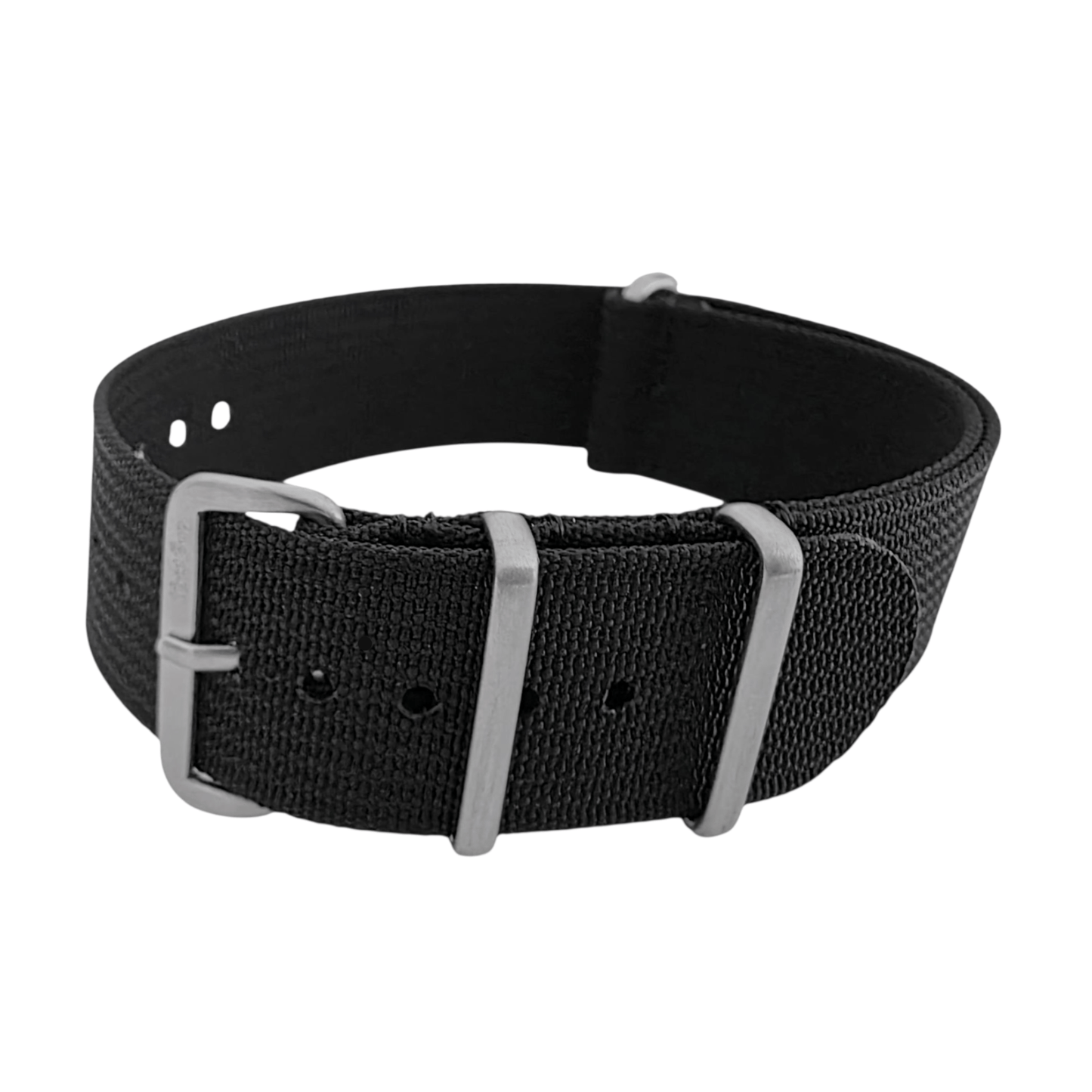 Sentinel Ribbed Nylon Watch Strap 18mm 20mm 22mm Black - Wrist Envy