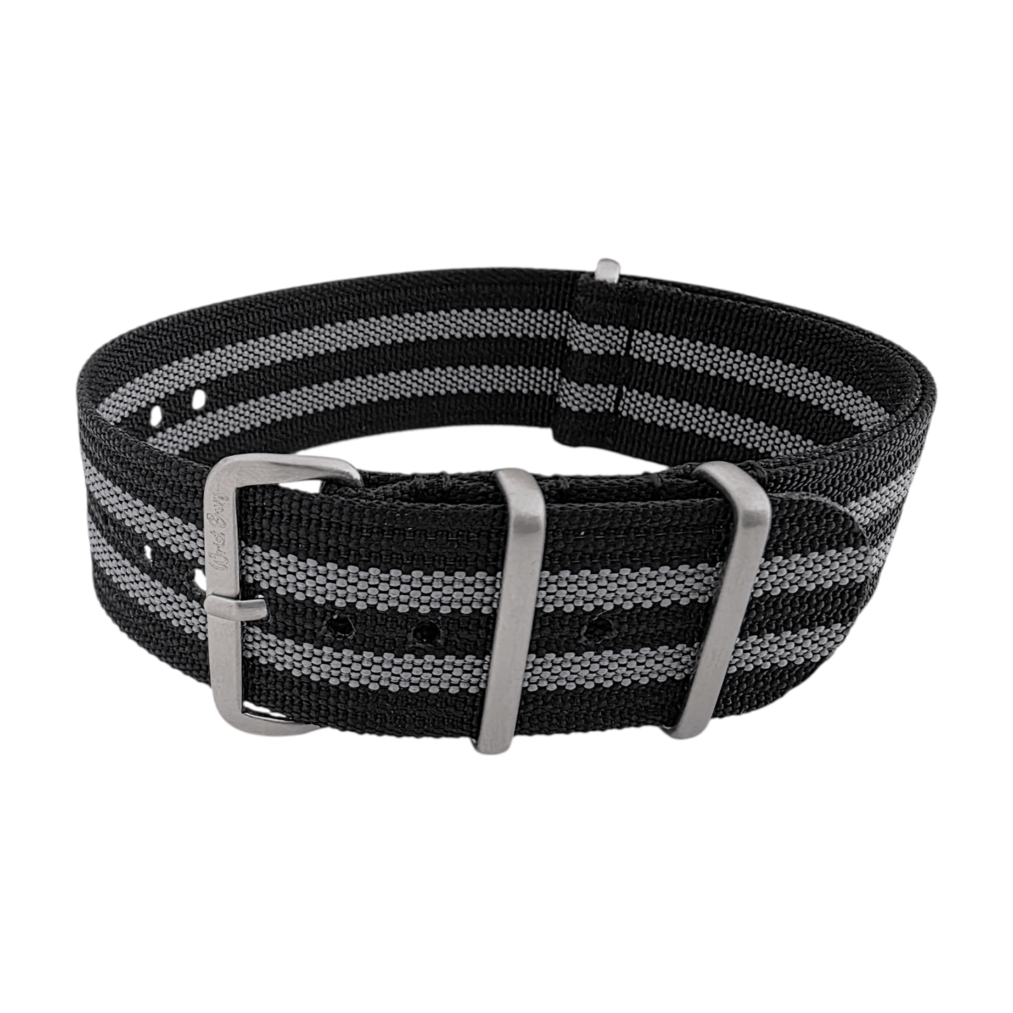 Sentinel Ribbed Nylon Watch Strap 18mm 20mm 22mm Black Grey - Wrist Envy