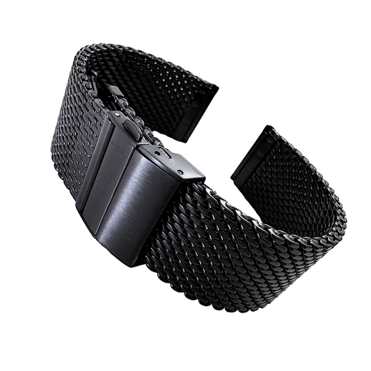 Shark Mesh Black High Quality 2.7mm Thick Milanese Watch Strap Band 18 20 22 mm - Wrist Envy