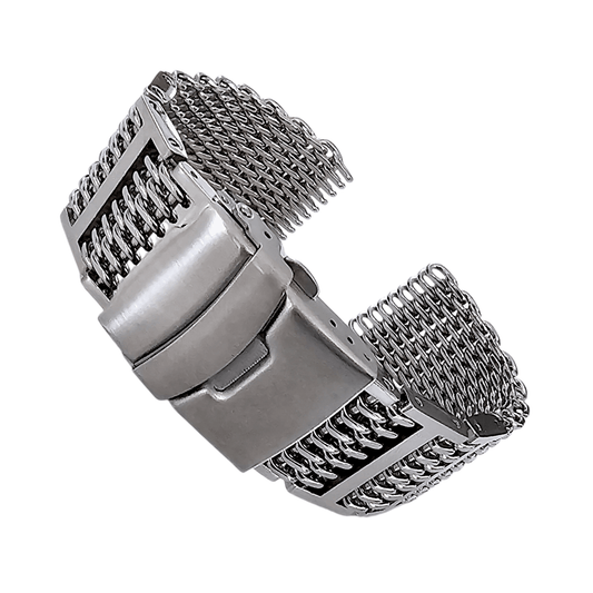 Shark Mesh Genuine H Link 4.2mm Thick Bracelet 316L Stainless Steel 20mm 22mm - Wrist Envy