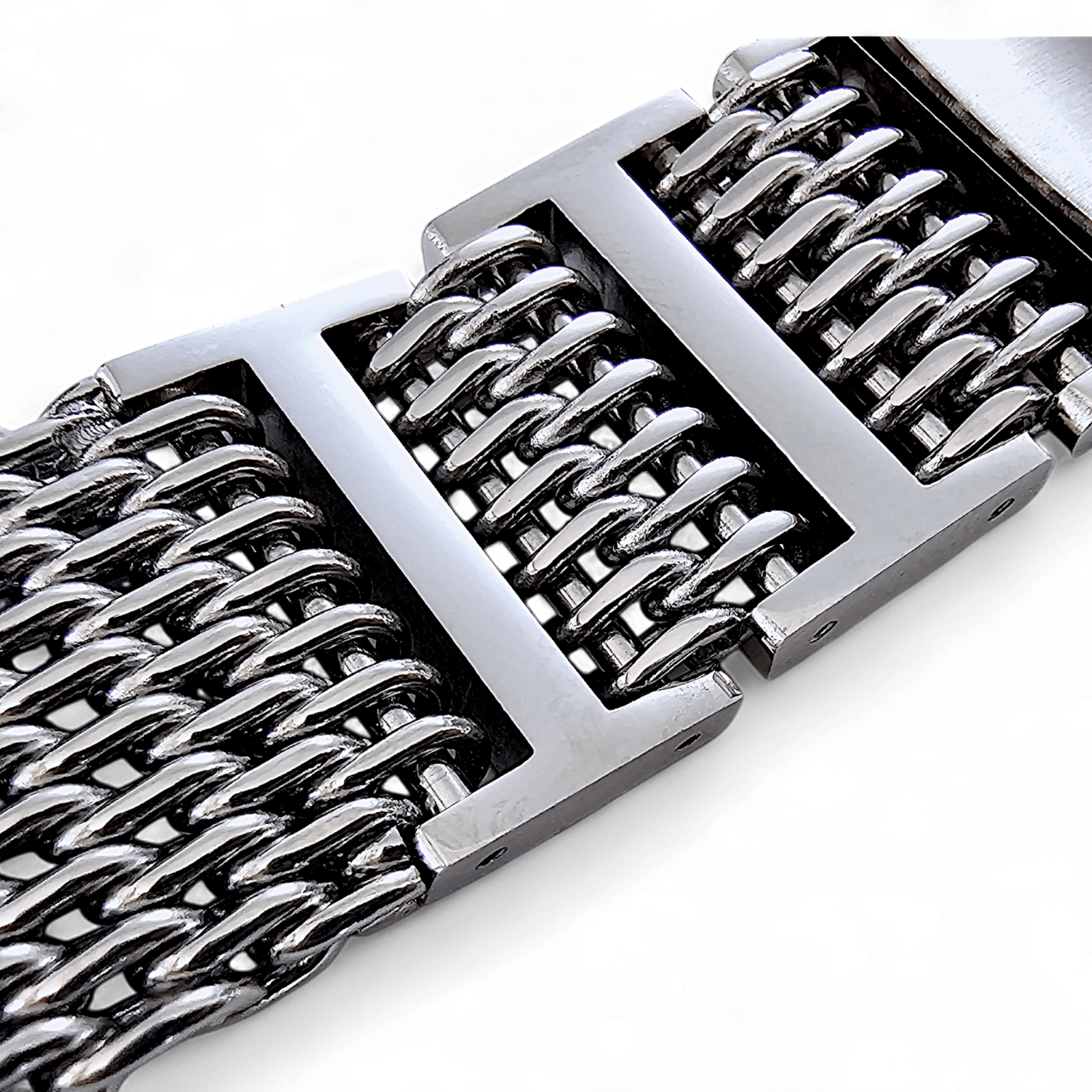 Shark Mesh Genuine H Link 4.2mm Thick Bracelet 316L Stainless Steel 20mm 22mm - Wrist Envy