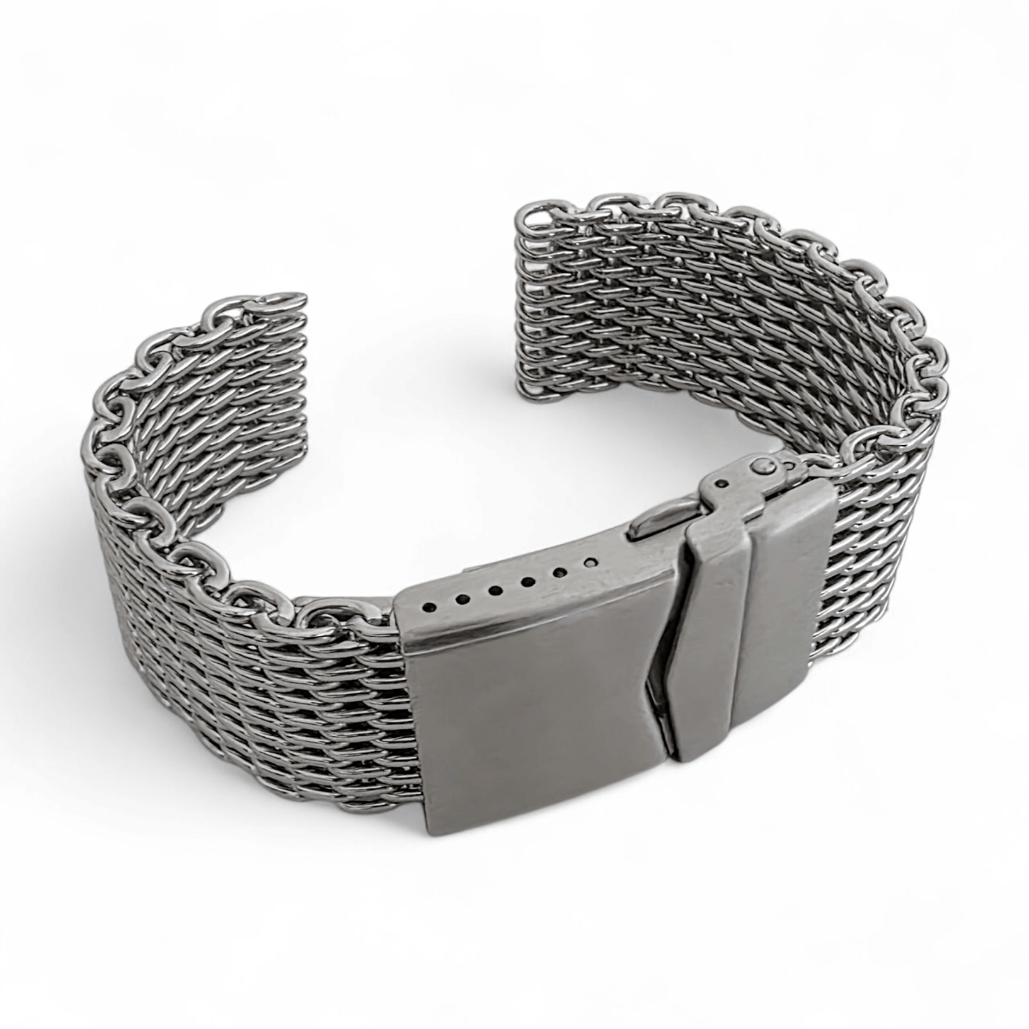 Shark Mesh Watch Bracelet XL Wrists Only 316L Stainless Steel Strap 20mm 22mm - Wrist Envy