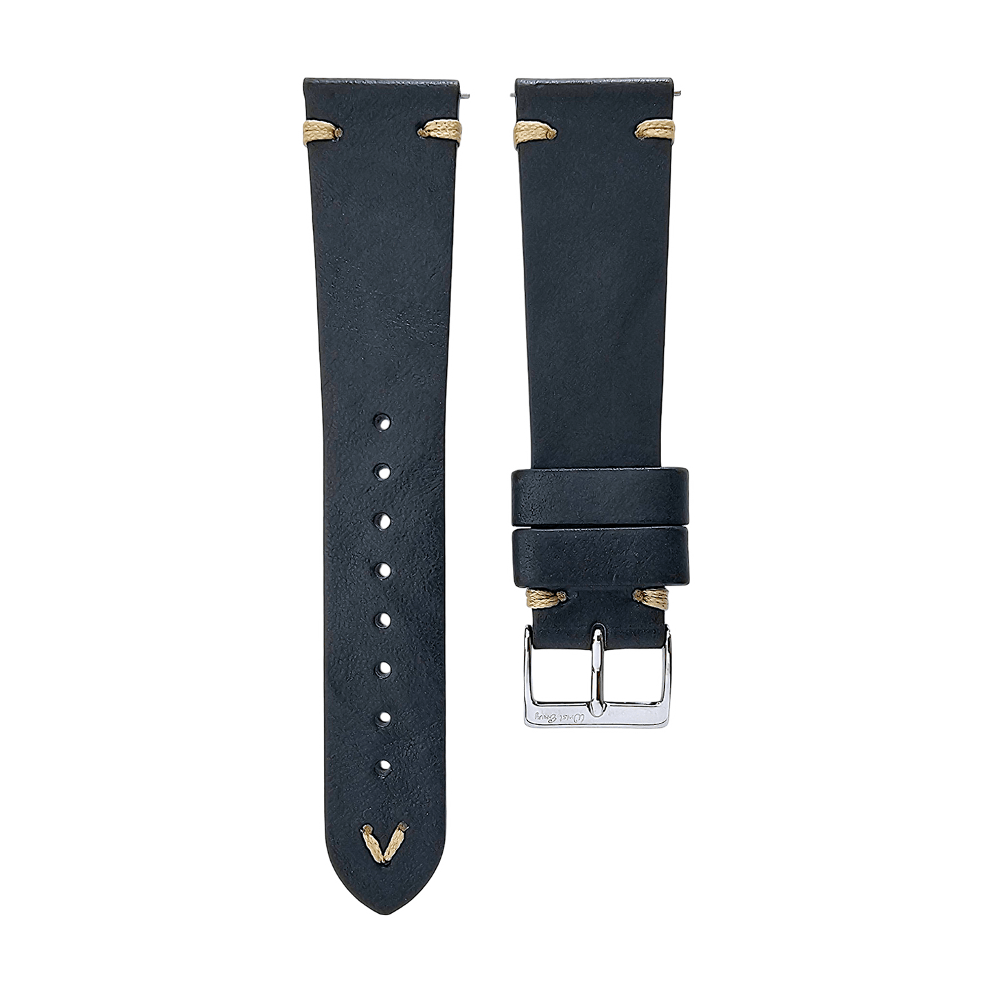 Simple Handmade Italian Leather Watch Strap Black Mens 20mm 22mm - Wrist Envy