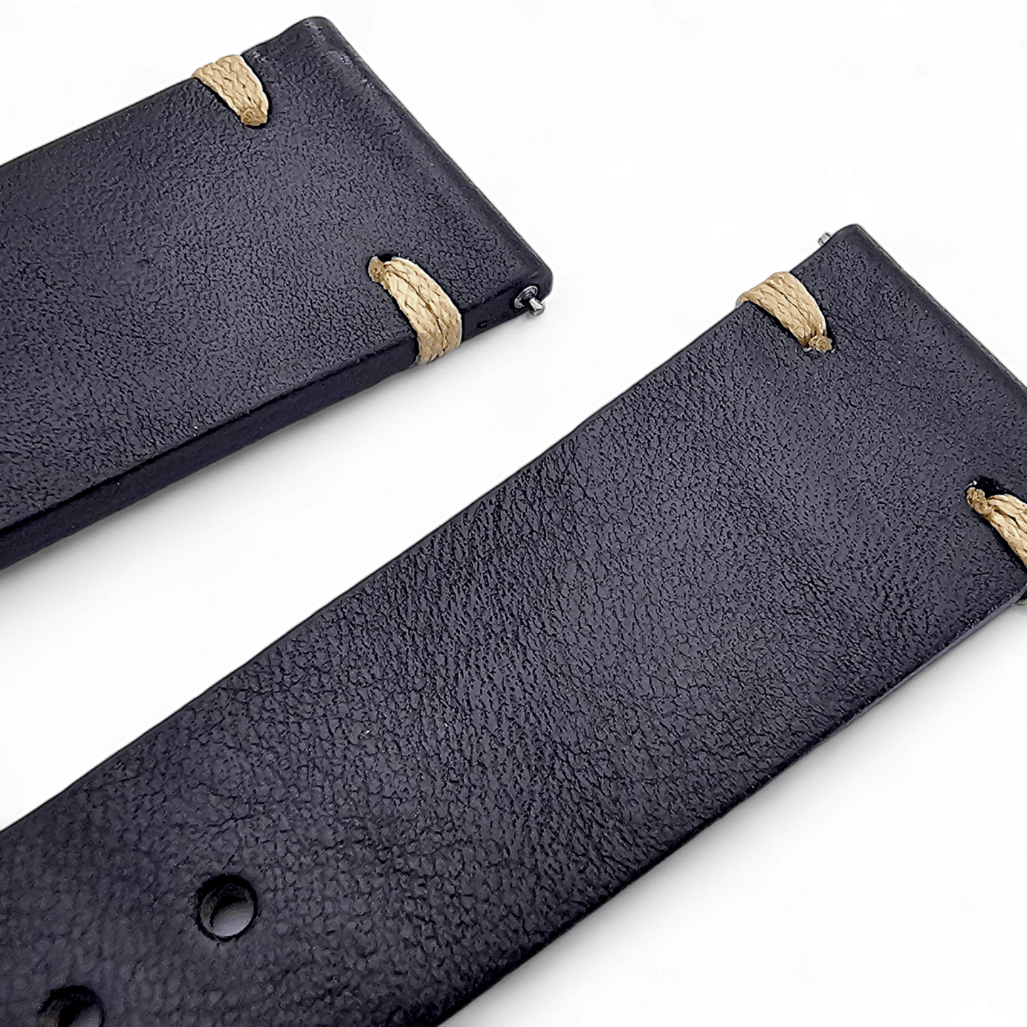 Simple Handmade Italian Leather Watch Strap Black Mens 20mm 22mm - Wrist Envy