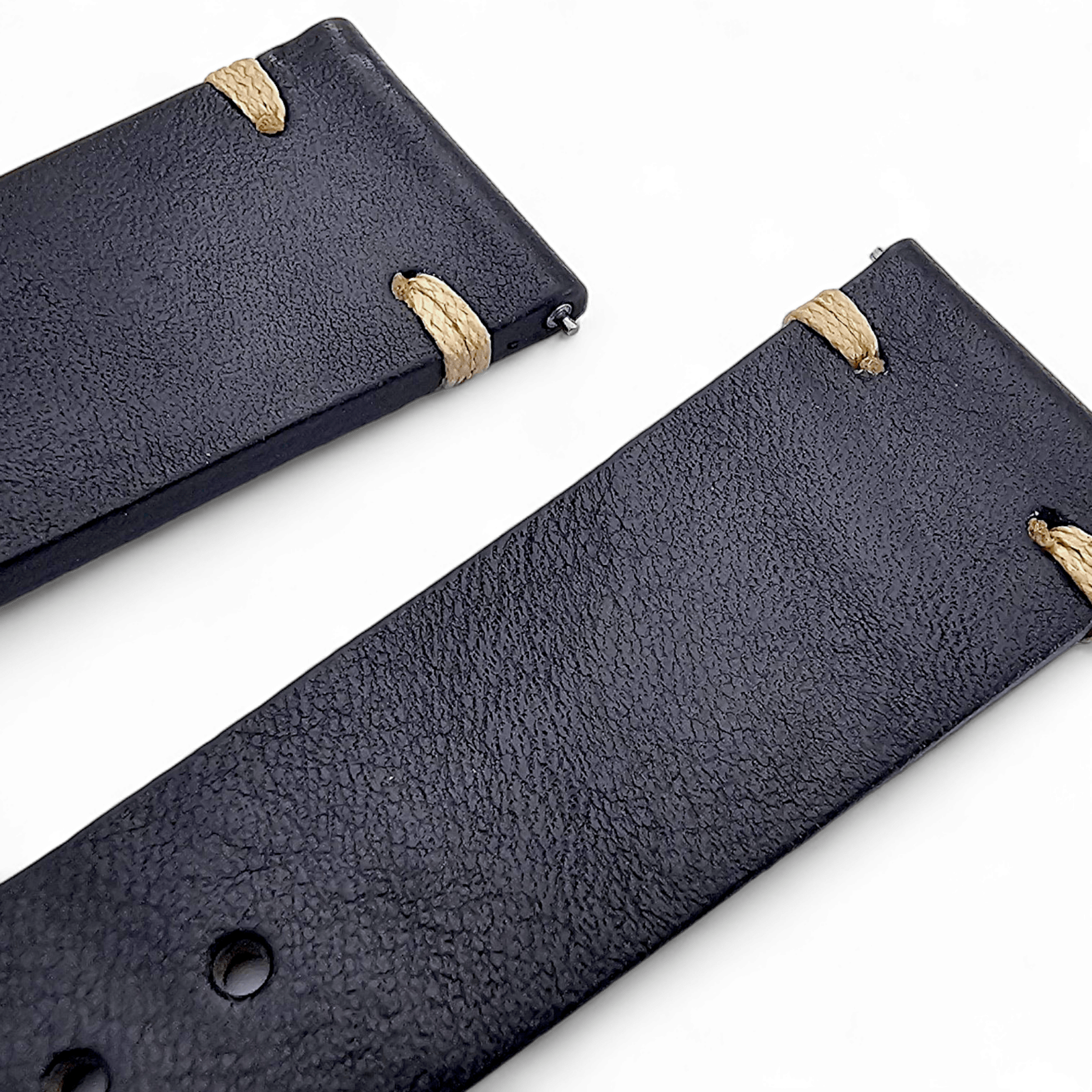 Simple Handmade Italian Leather Watch Strap Black Mens 20mm 22mm - Wrist Envy