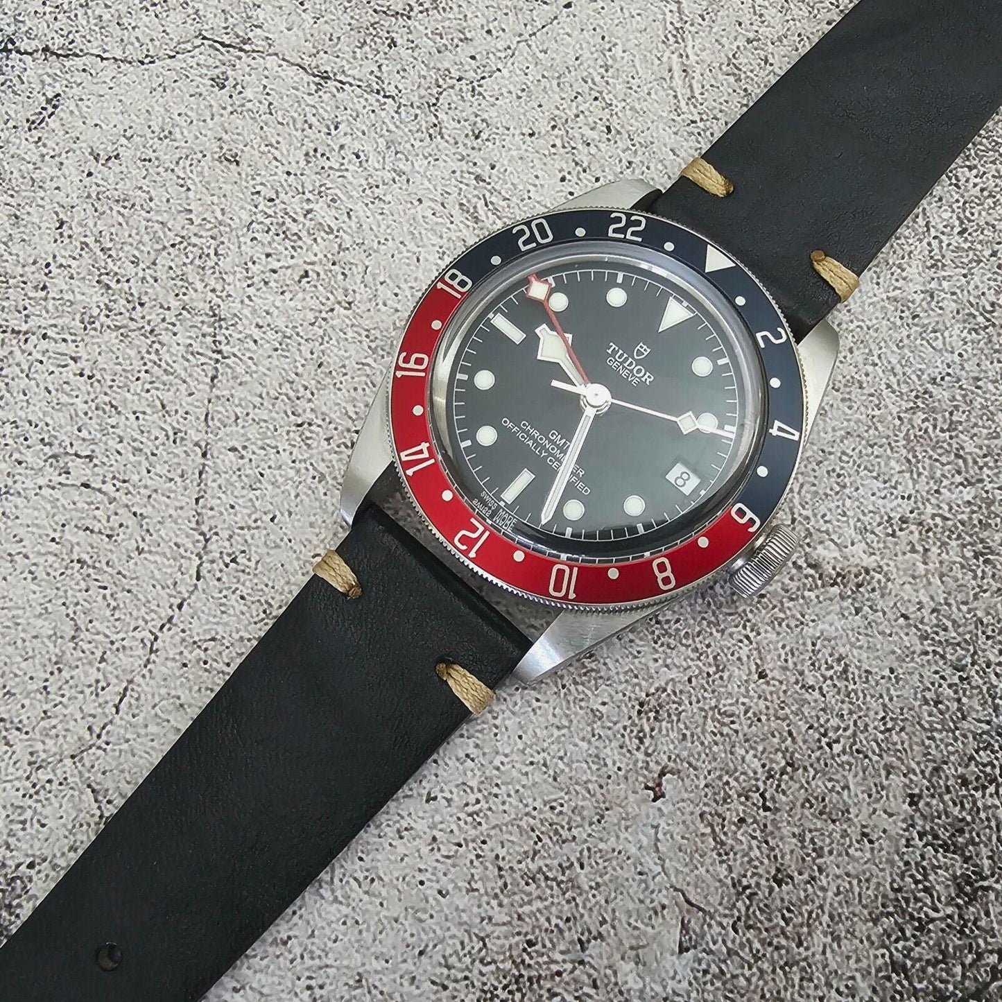 Simple Handmade Italian Leather Watch Strap Black Mens 20mm 22mm - Wrist Envy