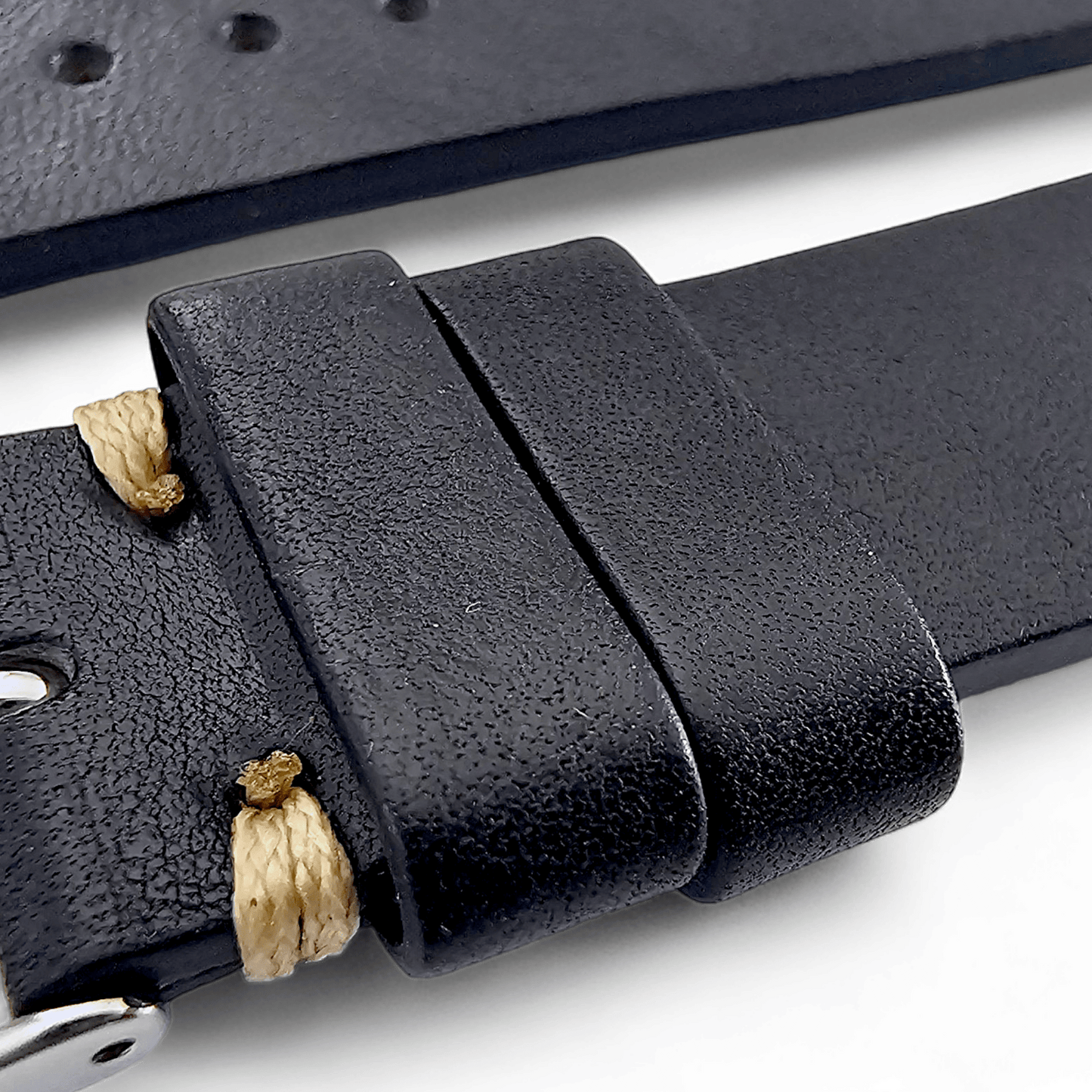 Simple Handmade Italian Leather Watch Strap Black Mens 20mm 22mm - Wrist Envy