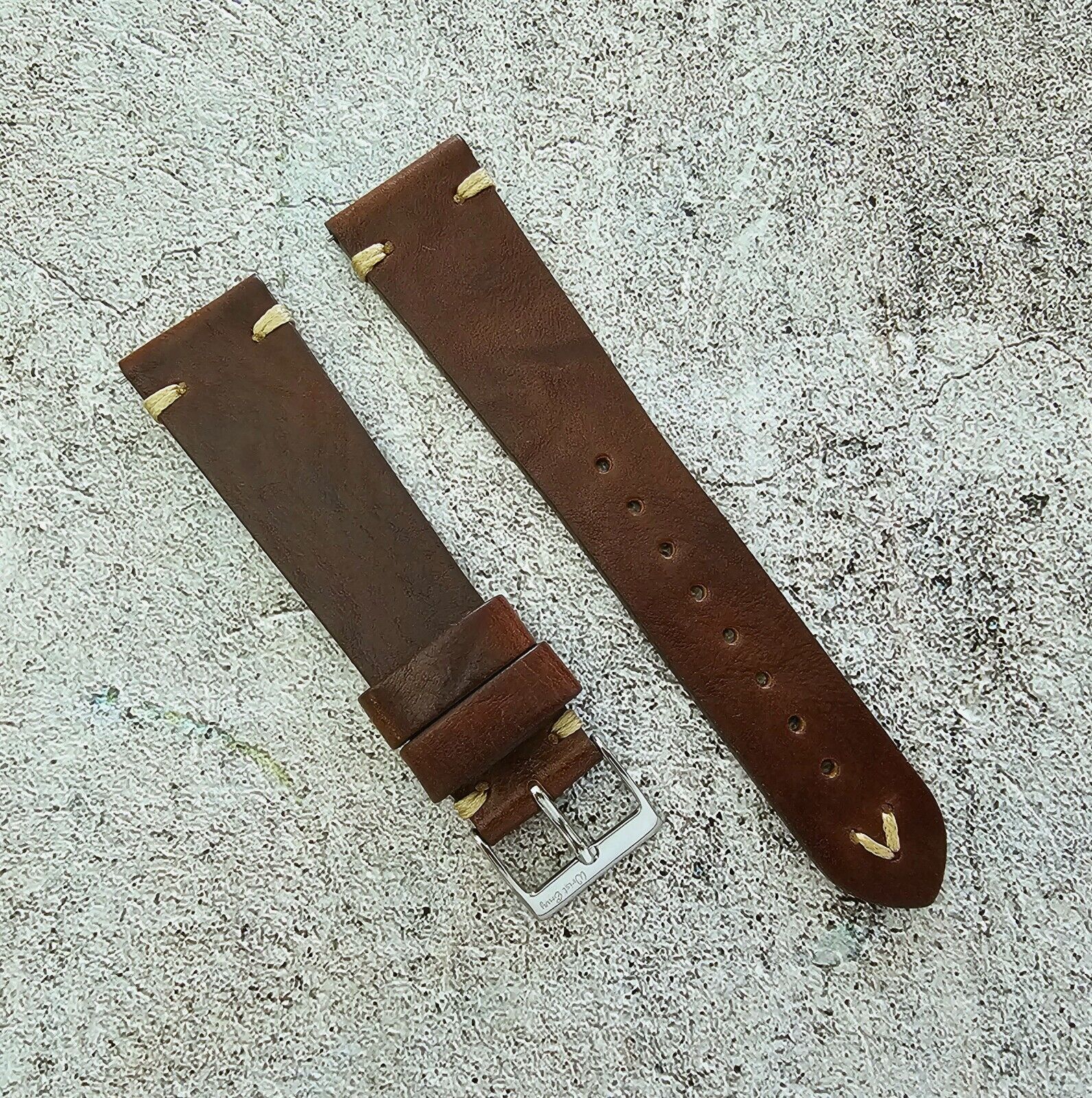 Simple Handmade Italian Leather Watch Strap Dark Brown 20mm 22mm - Wrist Envy