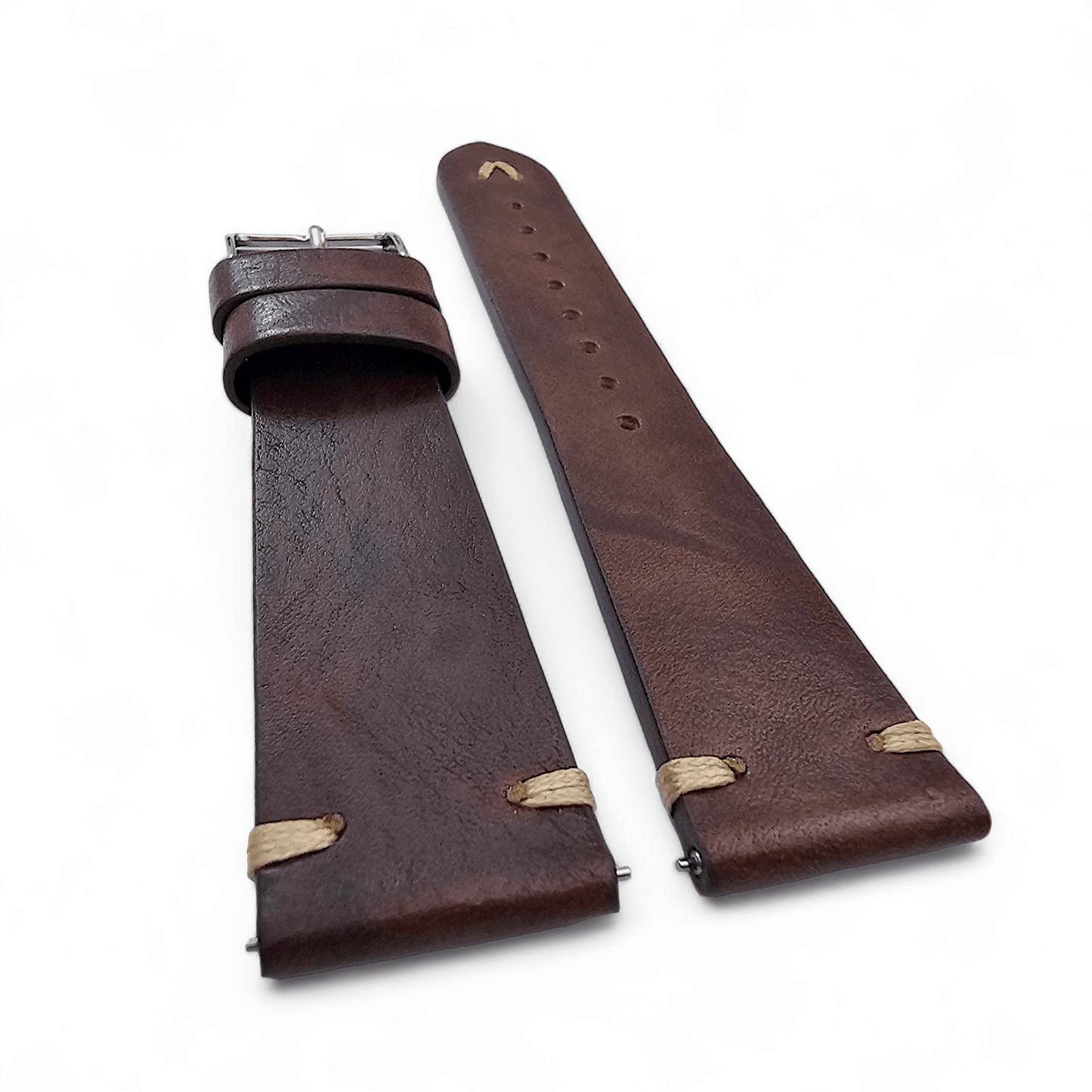 Simple Handmade Italian Leather Watch Strap Dark Brown 20mm 22mm - Wrist Envy