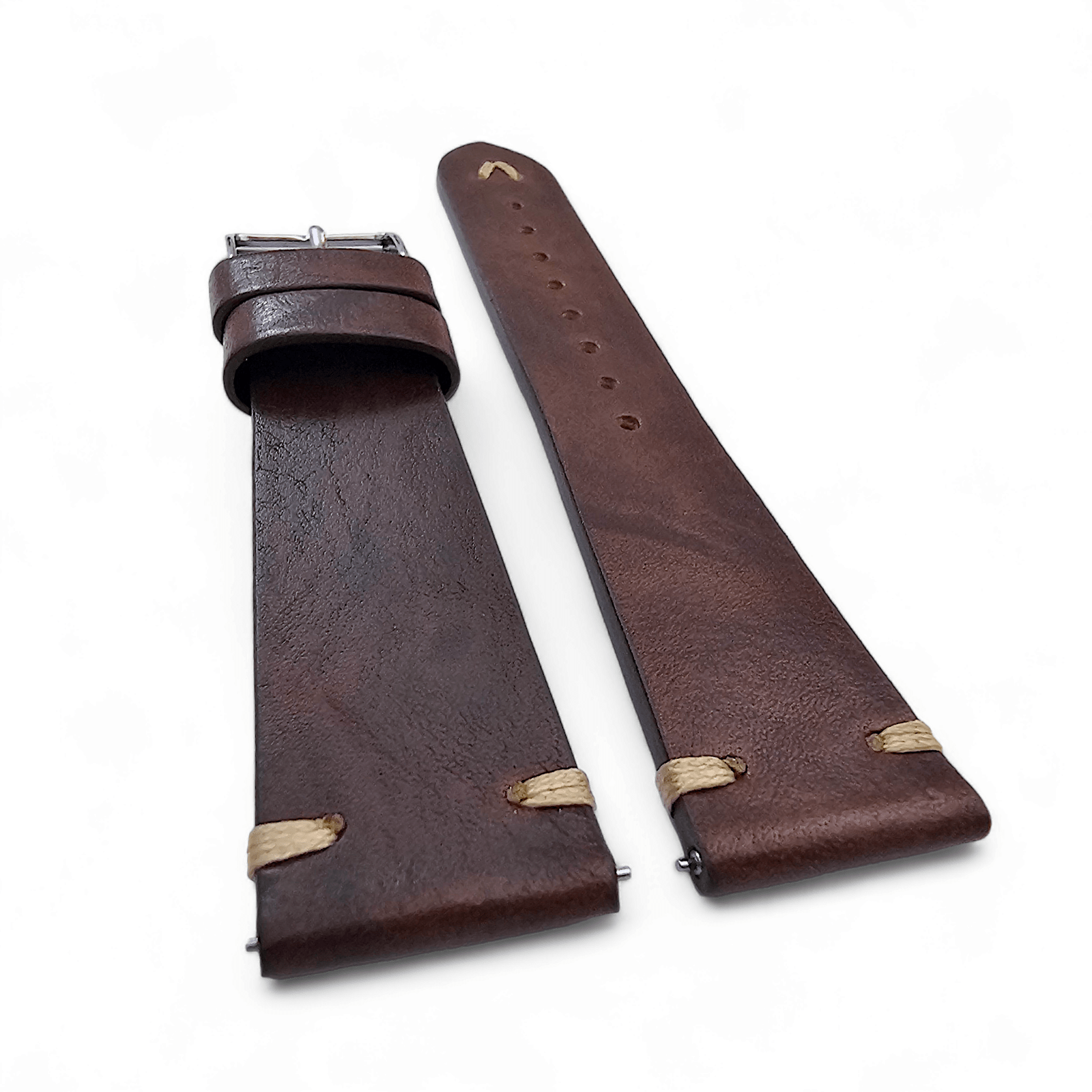 Simple Handmade Italian Leather Watch Strap Dark Brown 20mm 22mm - Wrist Envy