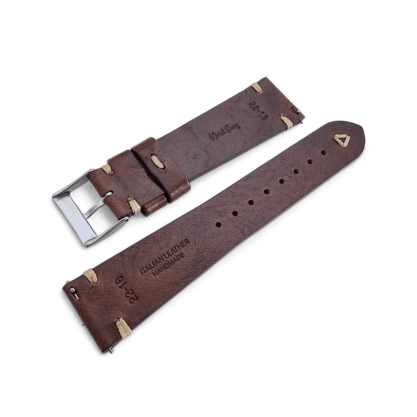 Simple Handmade Italian Leather Watch Strap Dark Brown 20mm 22mm - Wrist Envy