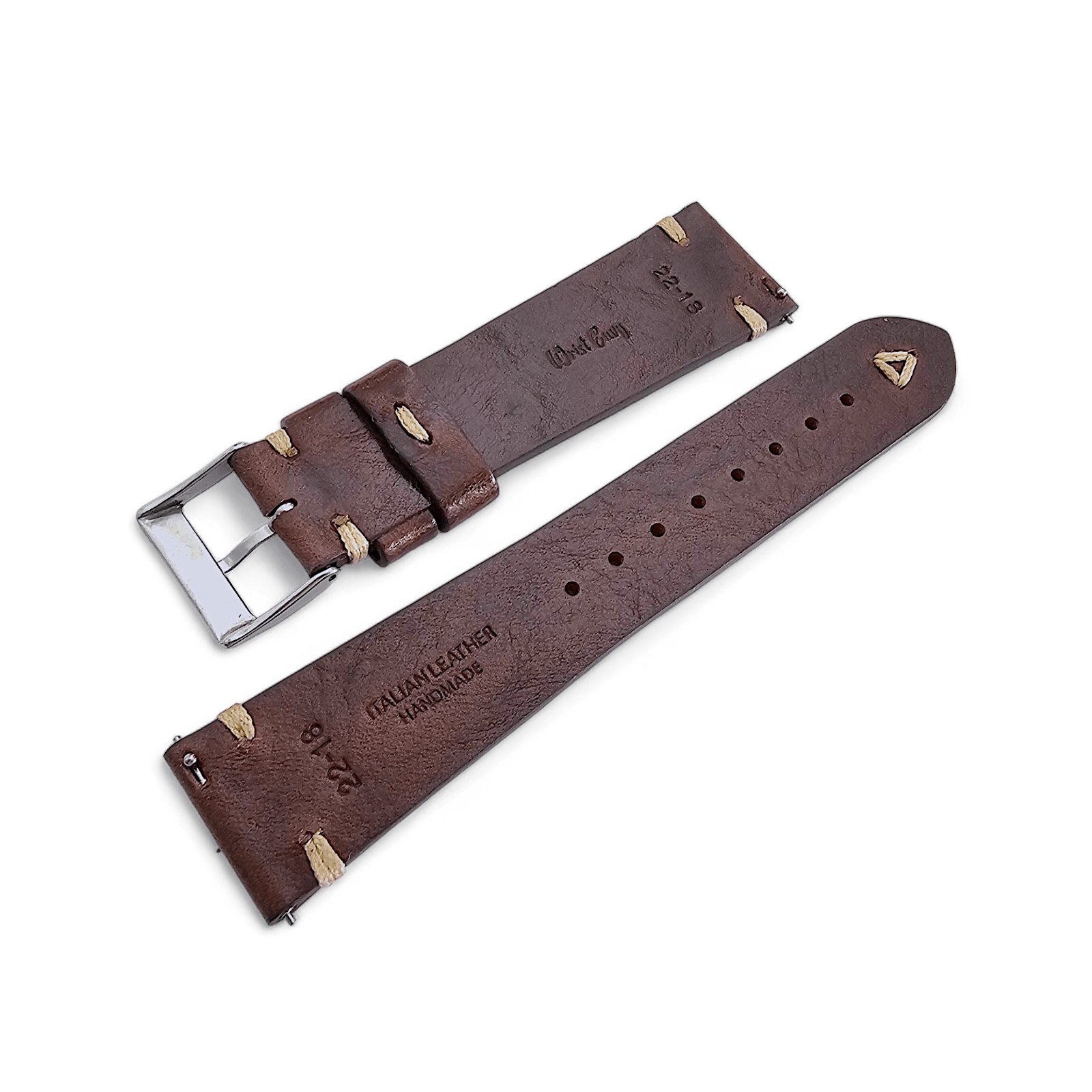 Simple Handmade Italian Leather Watch Strap Dark Brown 20mm 22mm - Wrist Envy
