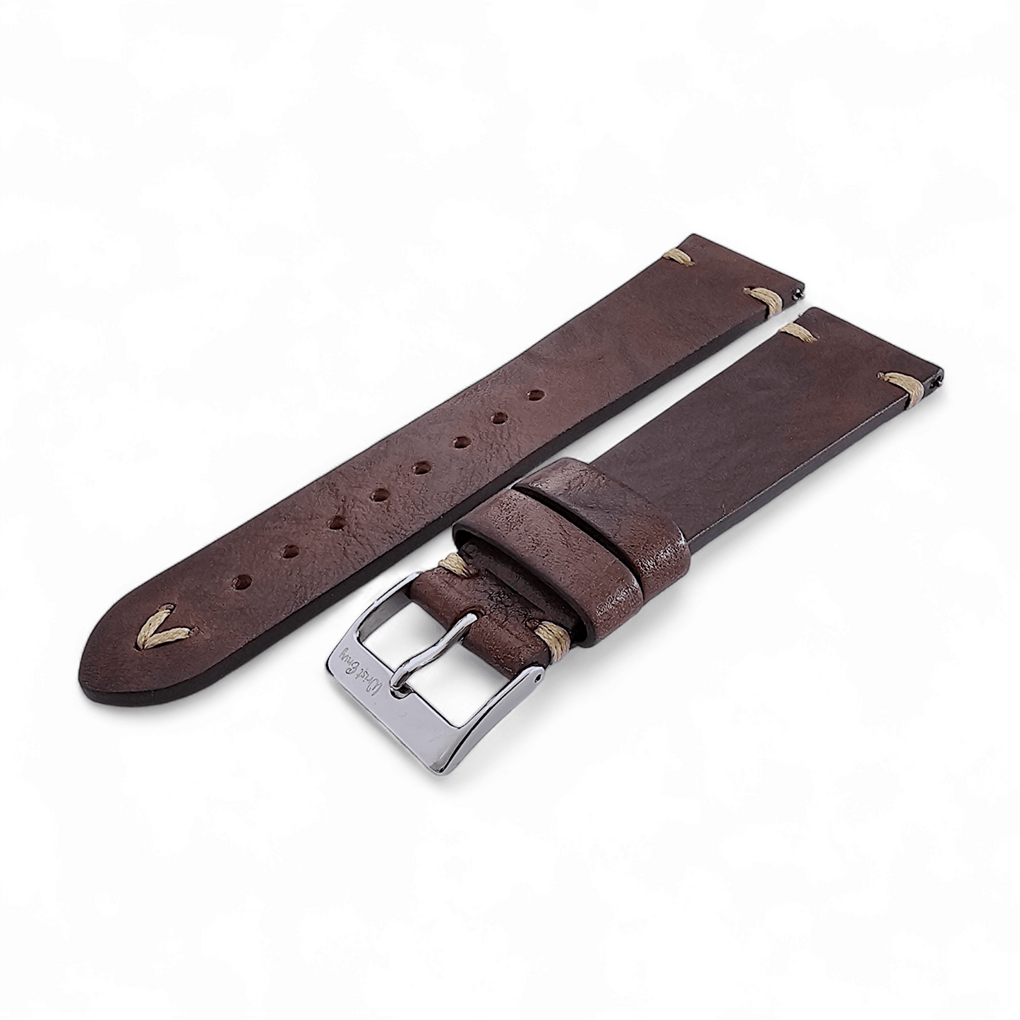 Simple Handmade Italian Leather Watch Strap Dark Brown 20mm 22mm - Wrist Envy