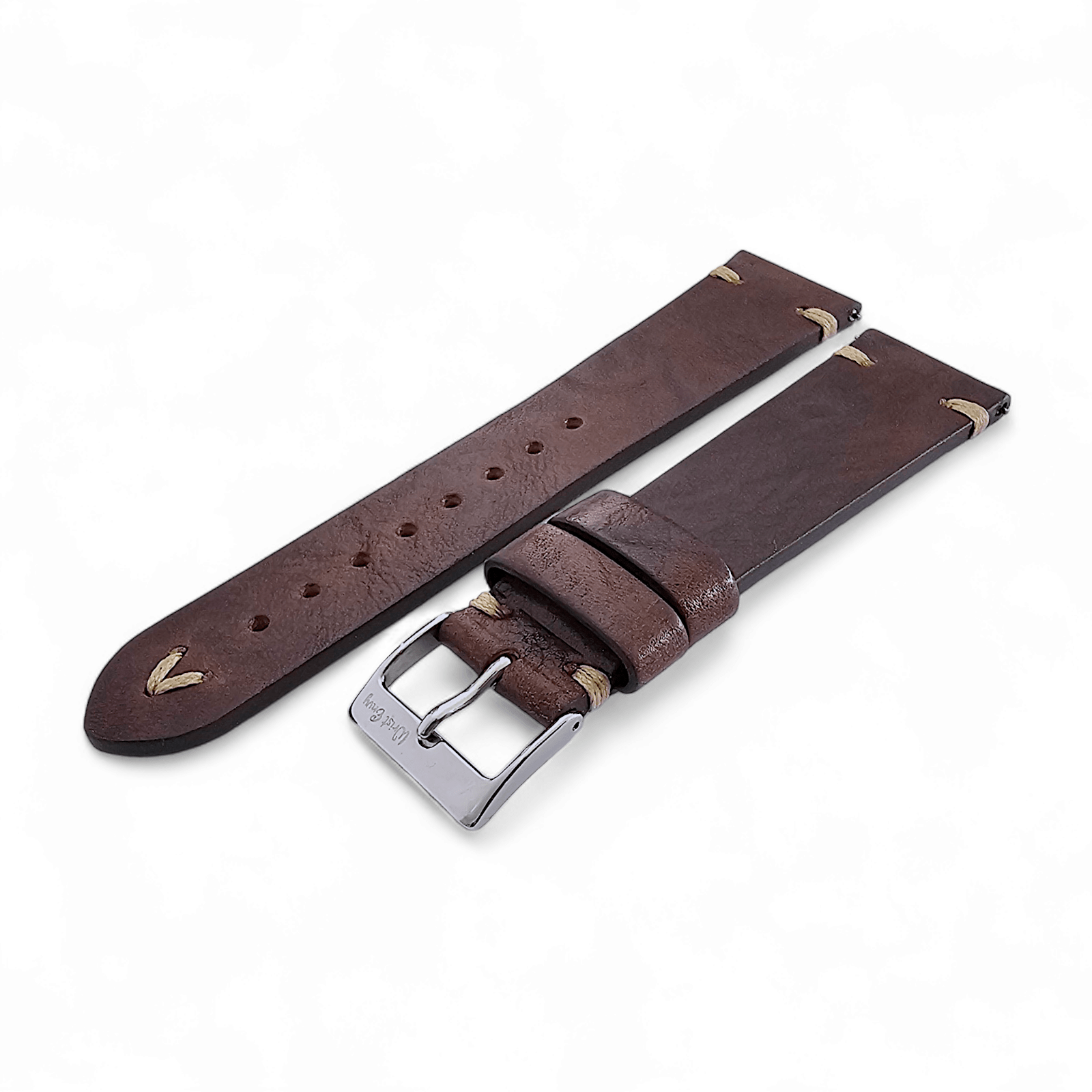Simple Handmade Italian Leather Watch Strap Dark Brown 20mm 22mm - Wrist Envy