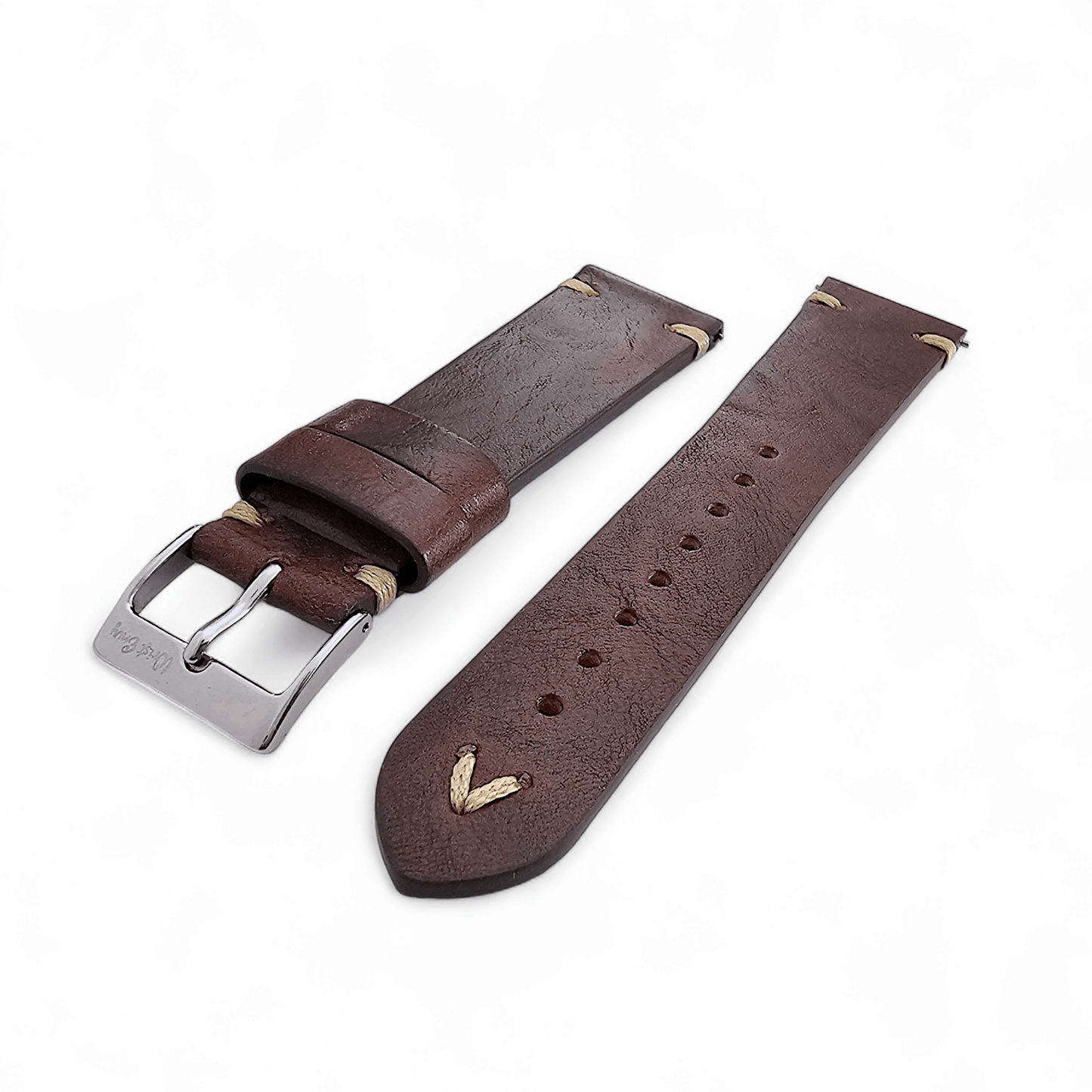 Simple Handmade Italian Leather Watch Strap Dark Brown 20mm 22mm - Wrist Envy