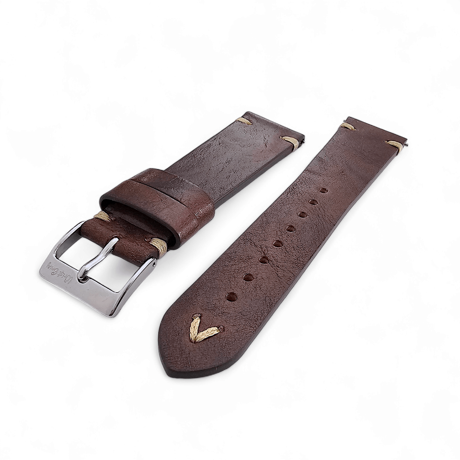 Simple Handmade Italian Leather Watch Strap Dark Brown 20mm 22mm - Wrist Envy