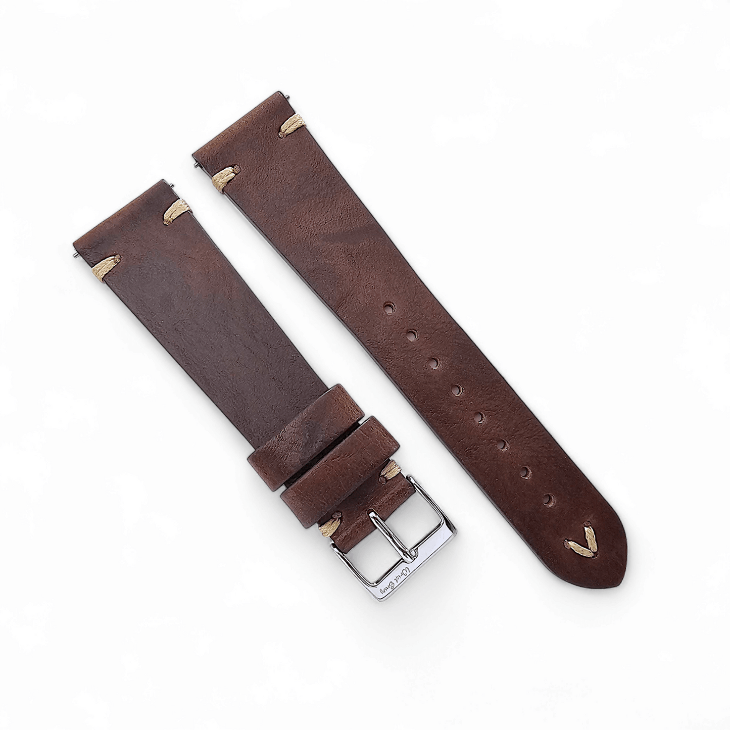 Simple Handmade Italian Leather Watch Strap Dark Brown 20mm 22mm - Wrist Envy