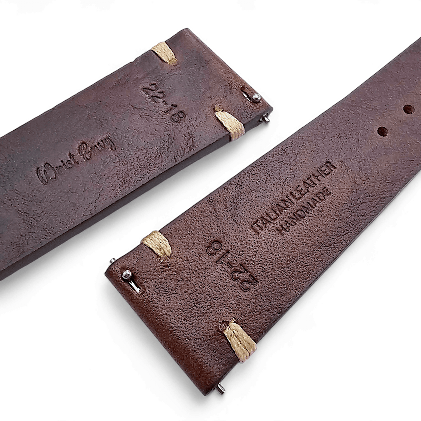 Simple Handmade Italian Leather Watch Strap Dark Brown 20mm 22mm - Wrist Envy