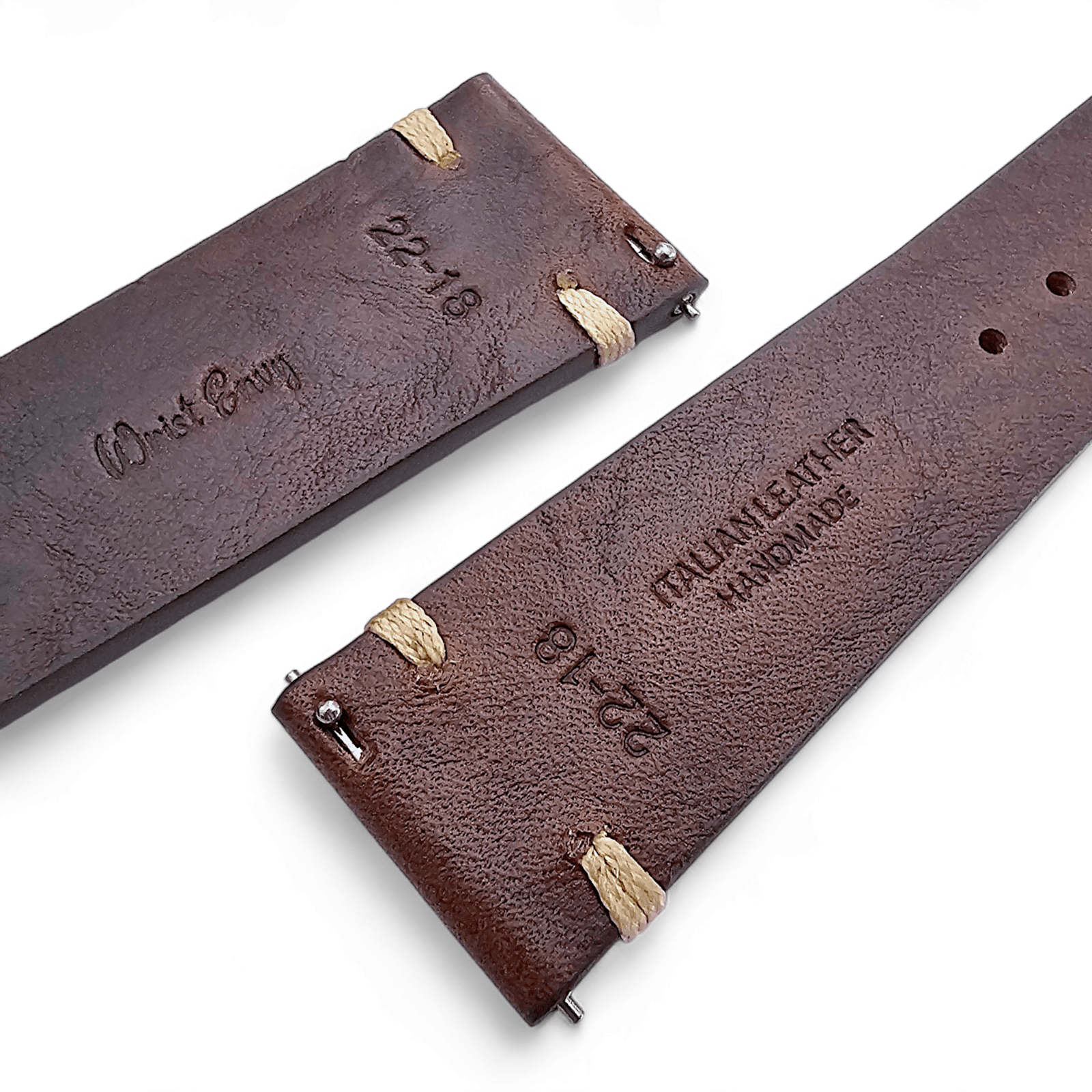 Simple Handmade Italian Leather Watch Strap Dark Brown 20mm 22mm - Wrist Envy