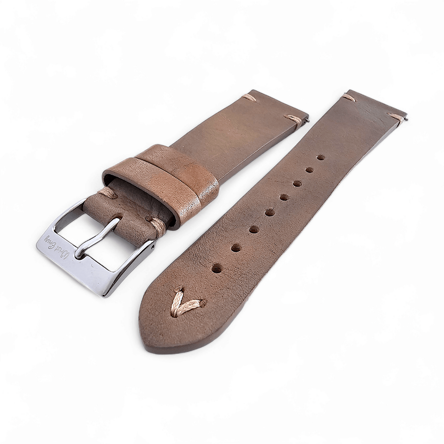 Simple Handmade Italian Leather Watch Strap Dusty Brown 20mm 22mm - Wrist Envy