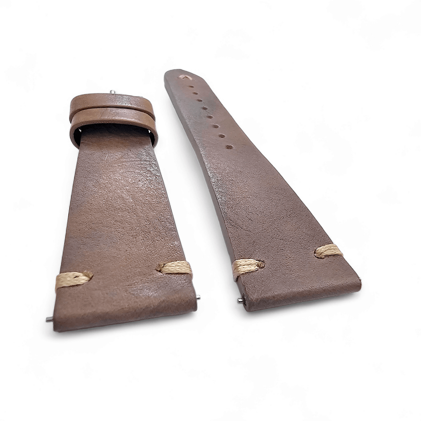 Simple Handmade Italian Leather Watch Strap Dusty Brown 20mm 22mm - Wrist Envy